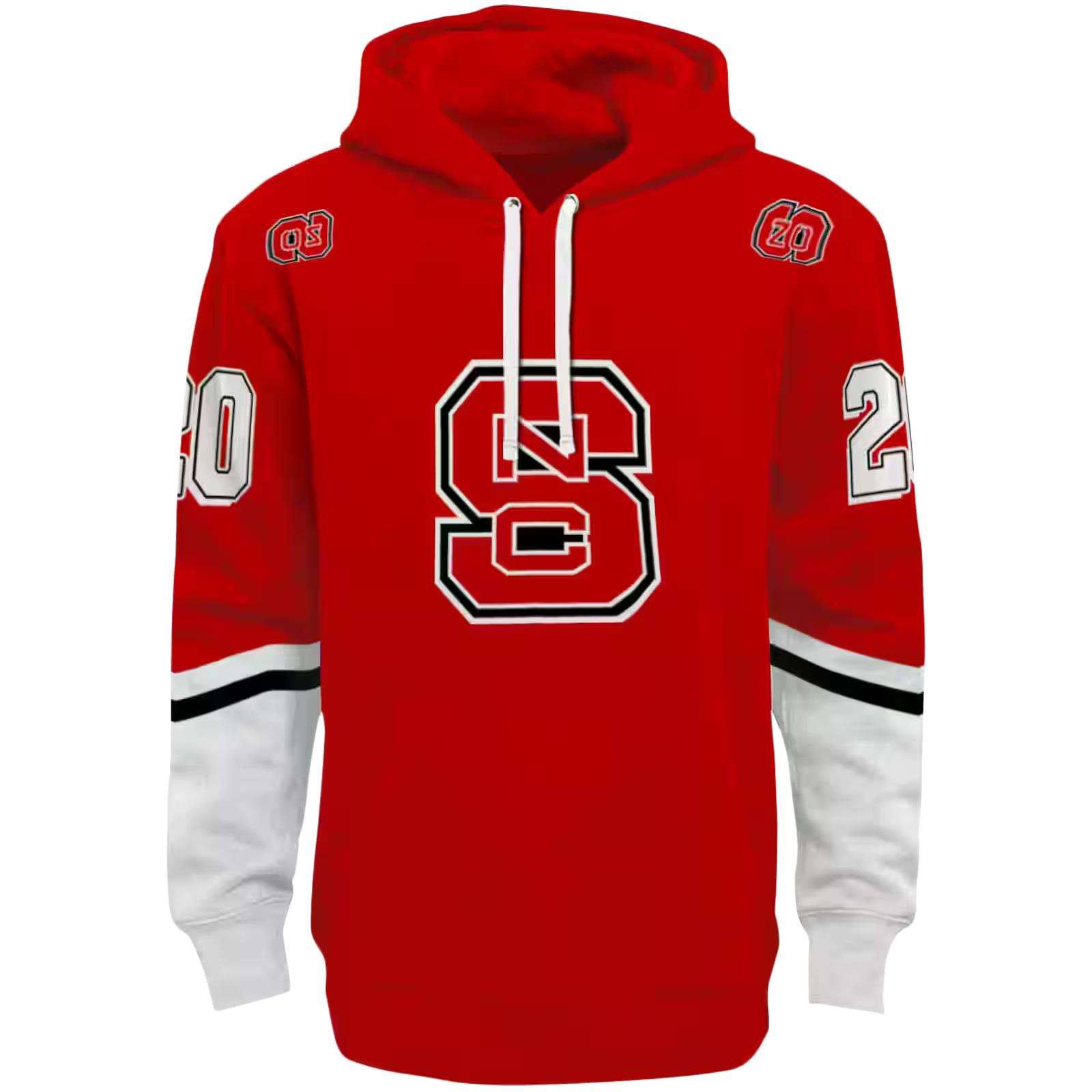 Custom NC State Wolfpack Striped Sleeves Red Hoodie