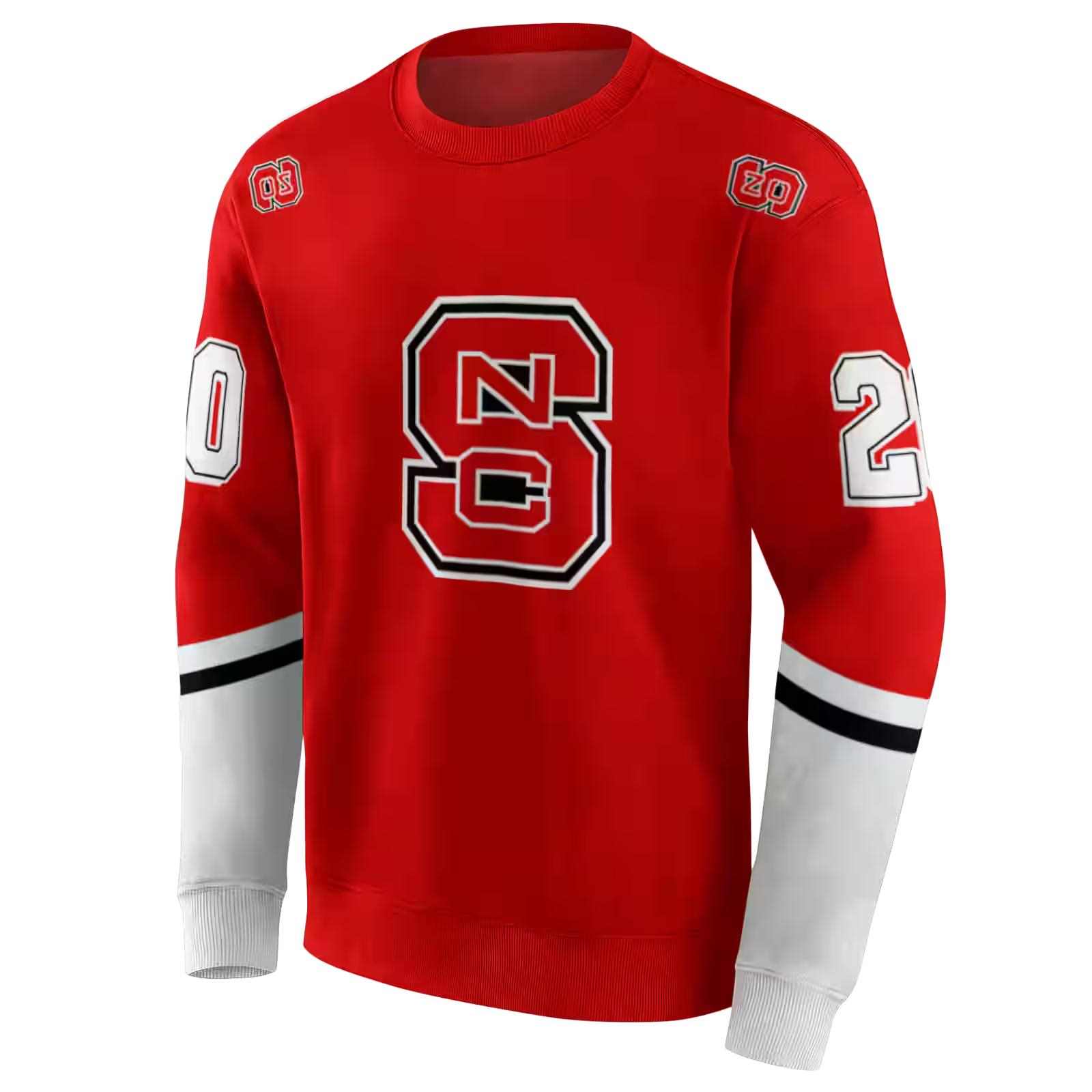 custom nc state wolfpack striped sleeves red hoodie new arrival