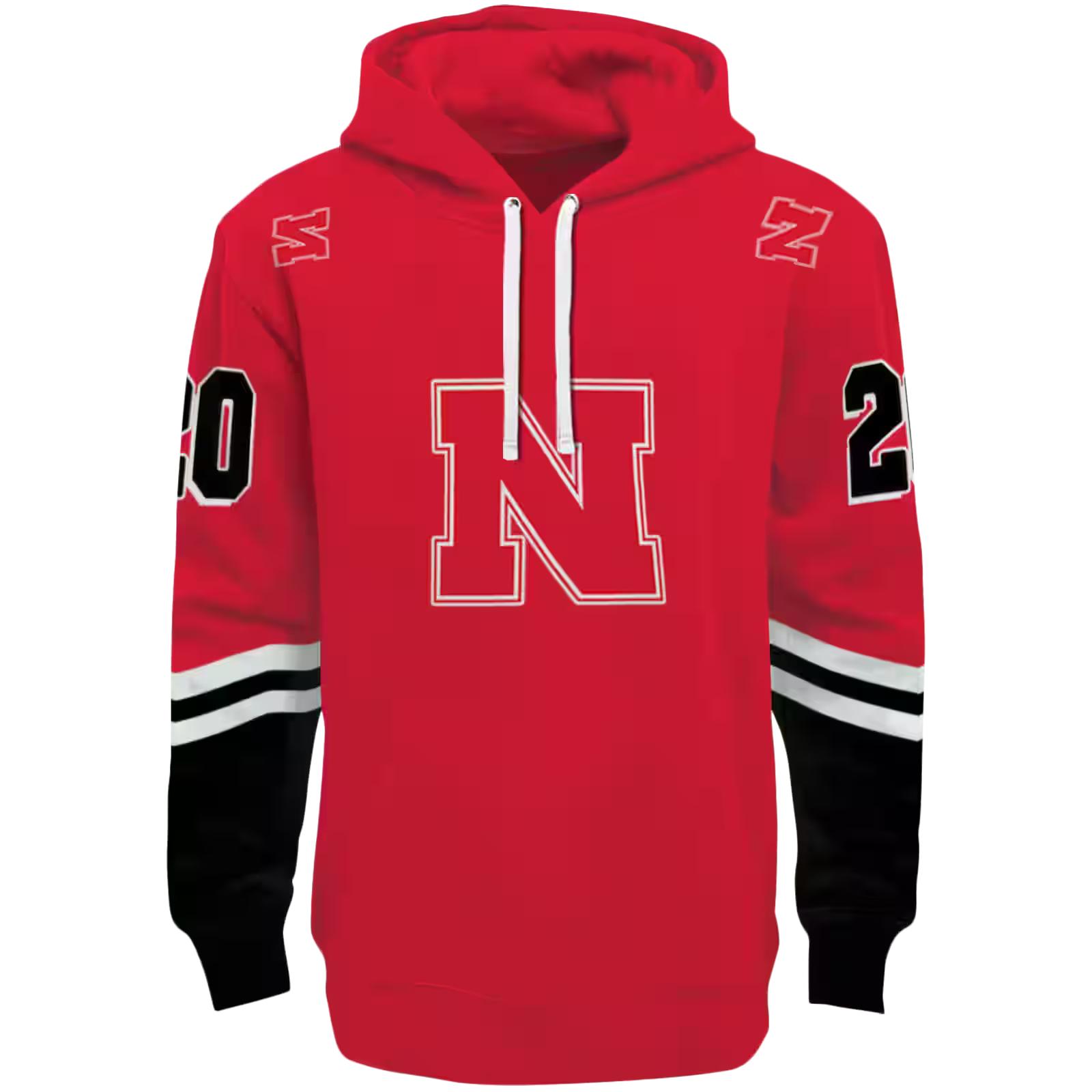 Custom Nebraska Cornhuskers Striped Sleeves Red Hoodie