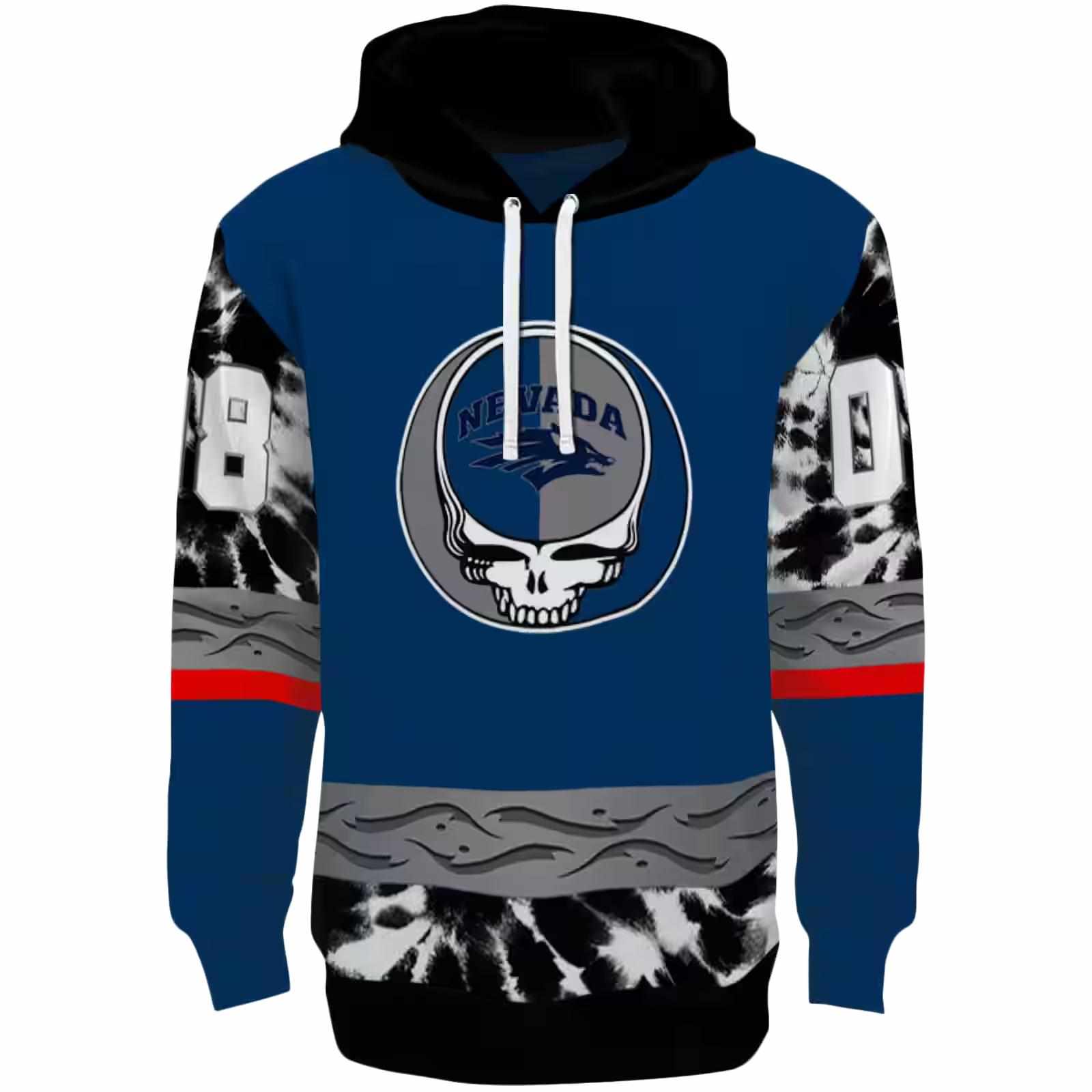 Custom Nevada Wolf Pack Grateful Vibes Blue Hoodie