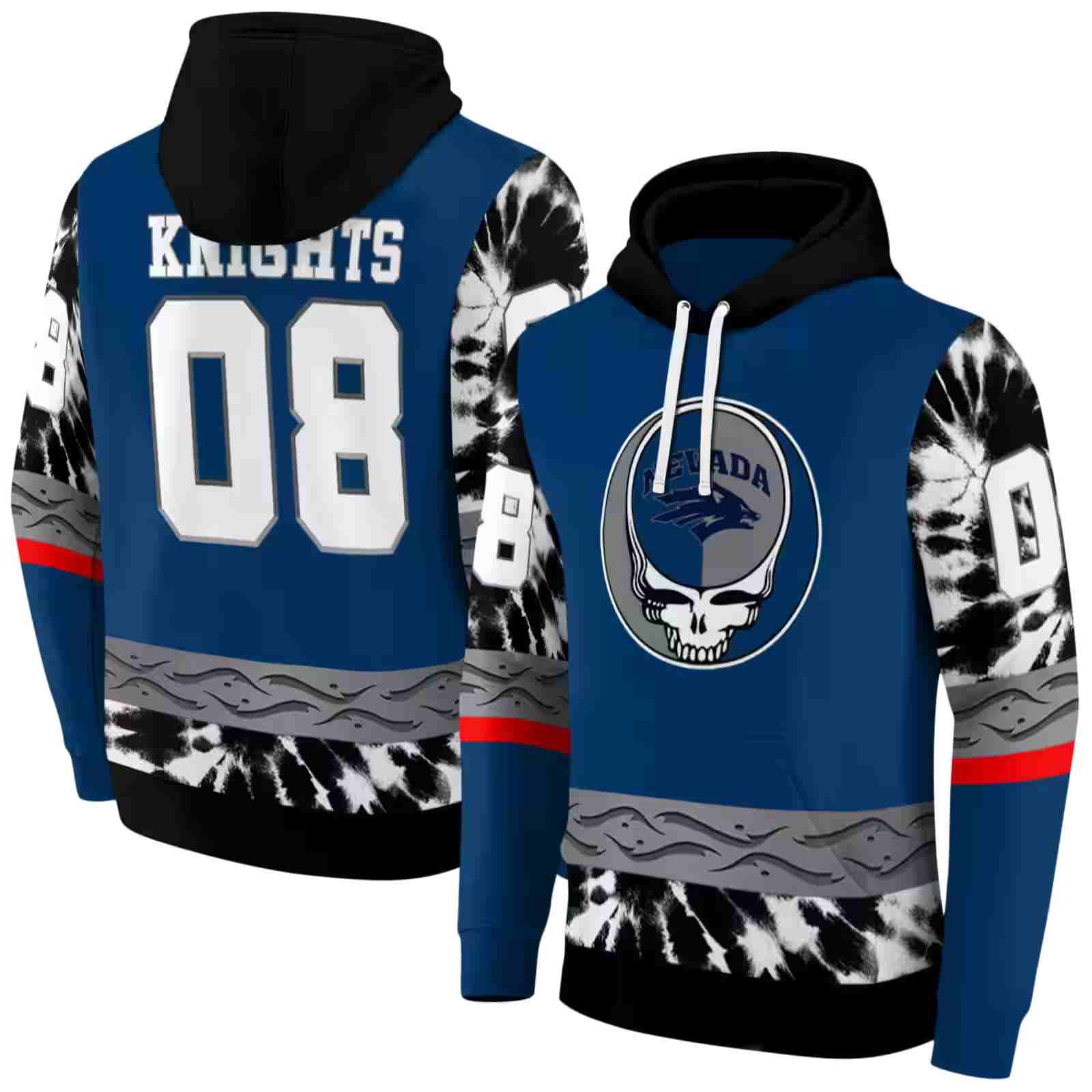 custom nevada wolf pack grateful vibes blue hoodie fashion forward