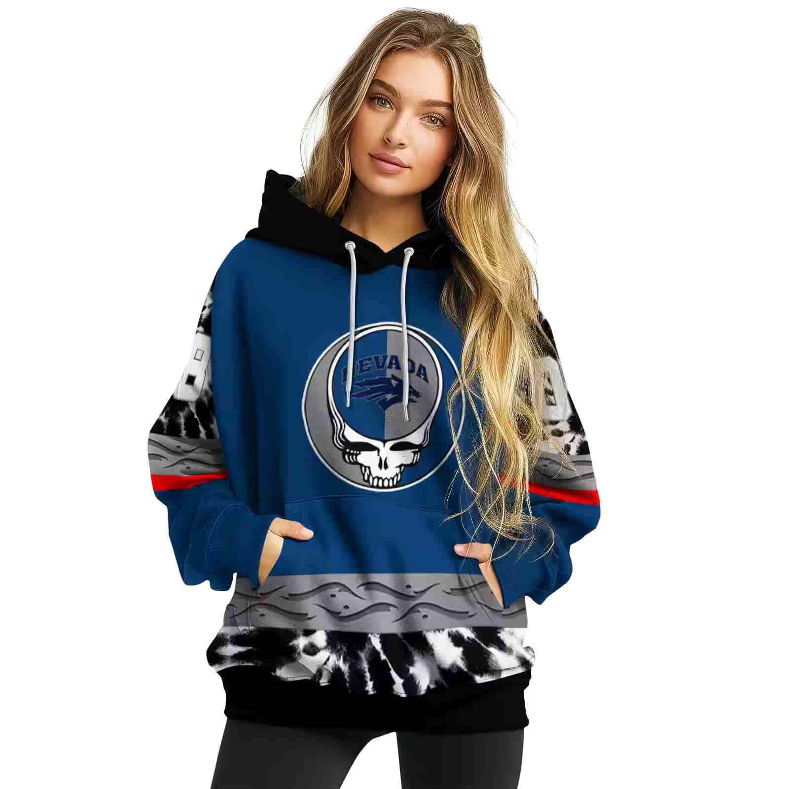 custom nevada wolf pack grateful vibes blue hoodie high quality