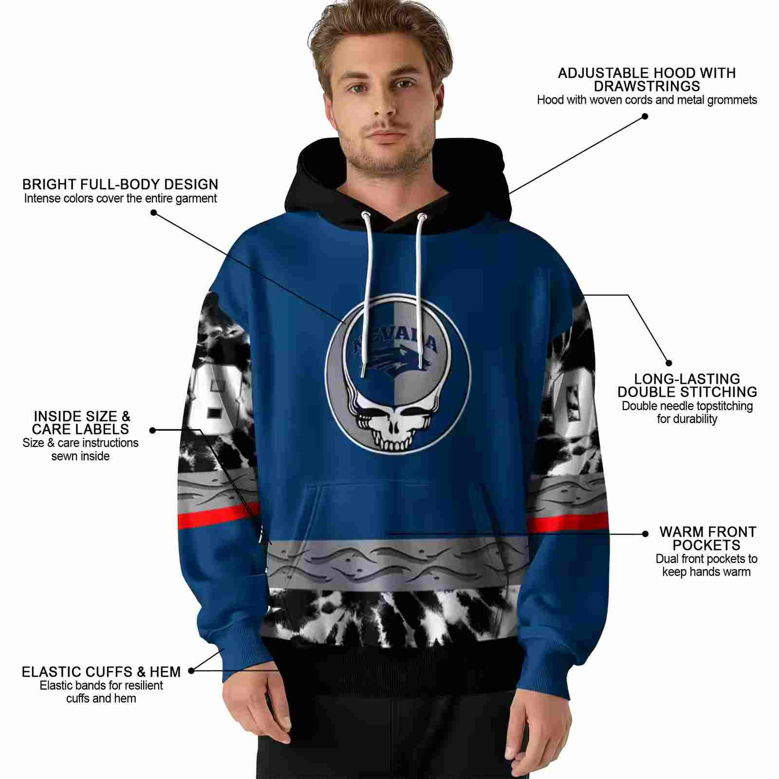 custom nevada wolf pack grateful vibes blue hoodie latest model