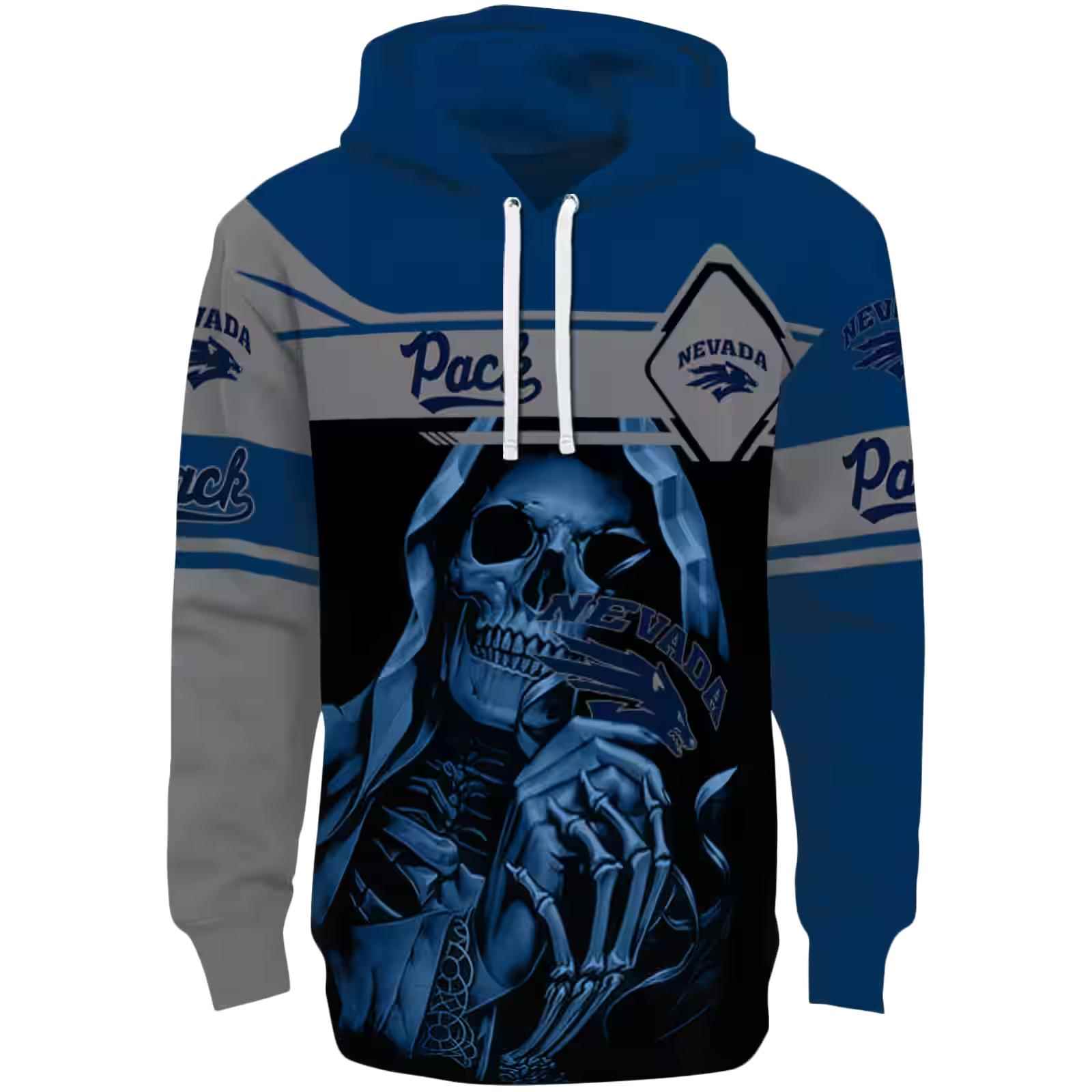 Custom Nevada Wolf Pack Grim Reaper Blue Black Hoodie