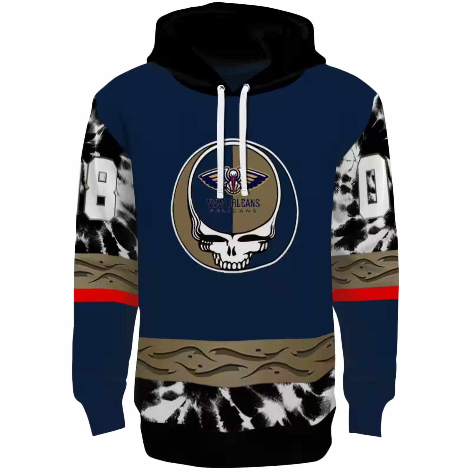 Custom New Orleans Pelicans Grateful Vibes Navy Hoodie