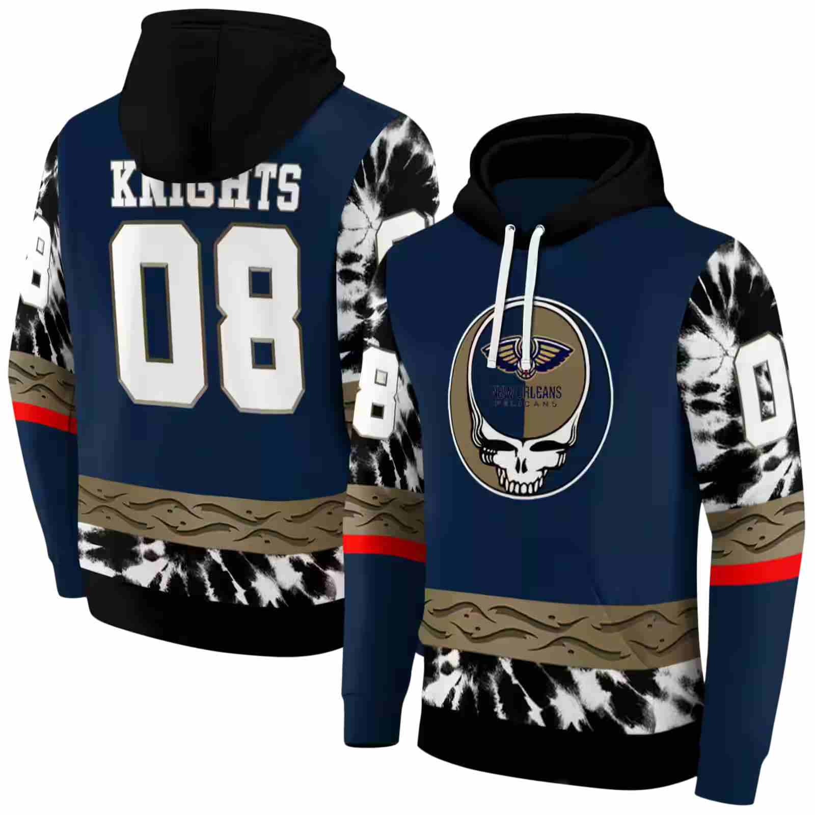 custom new orleans pelicans grateful vibes navy hoodie fashion forward