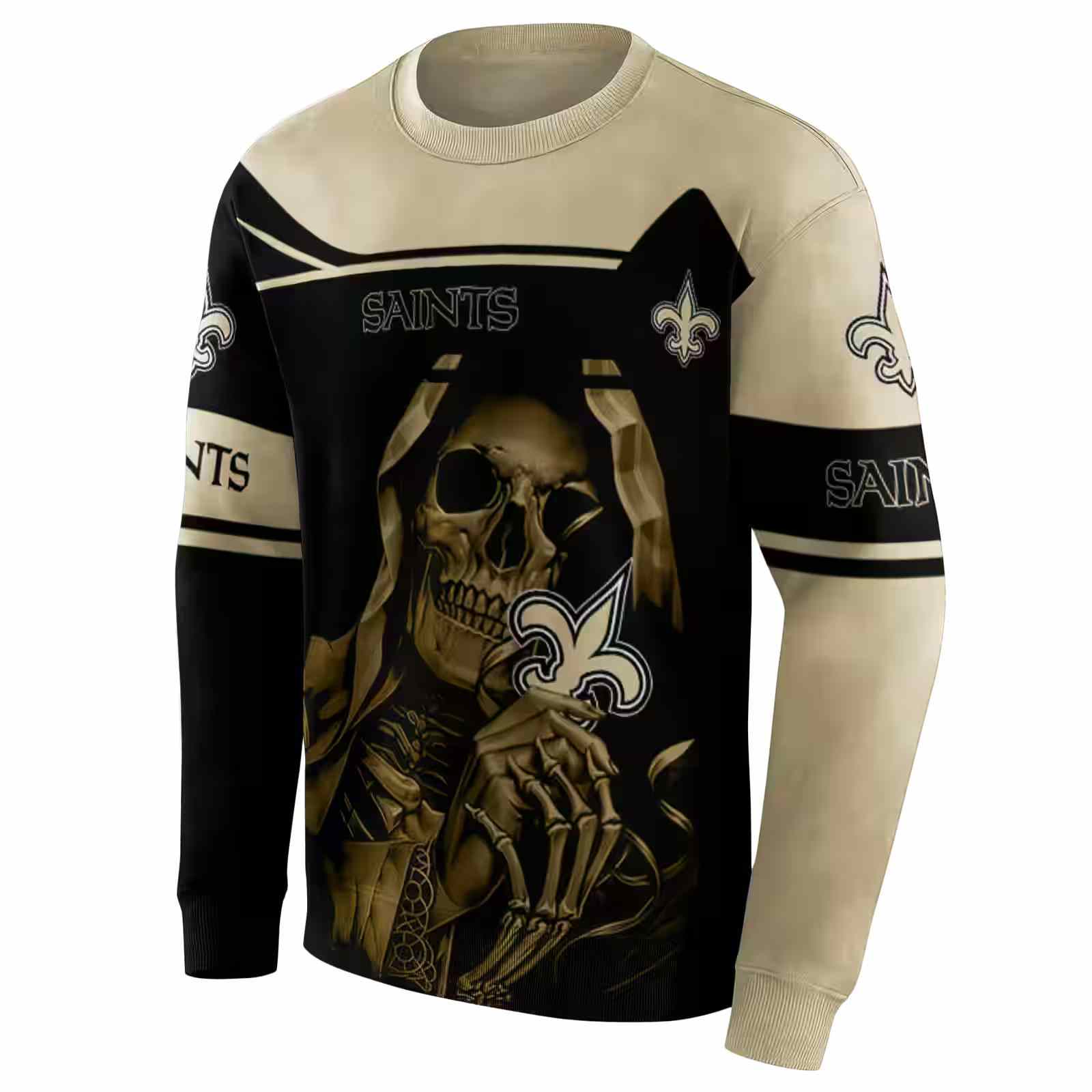 custom new orleans saints grim reaper gold black hoodie new arrival