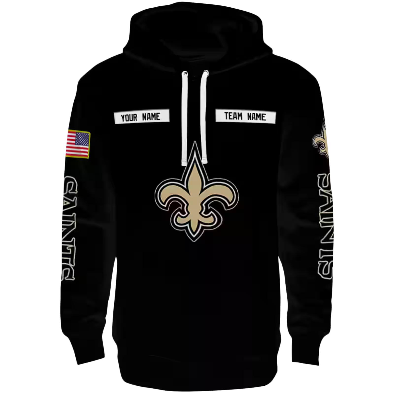 Custom New Orleans Saints Punisher Skull Black Hoodie