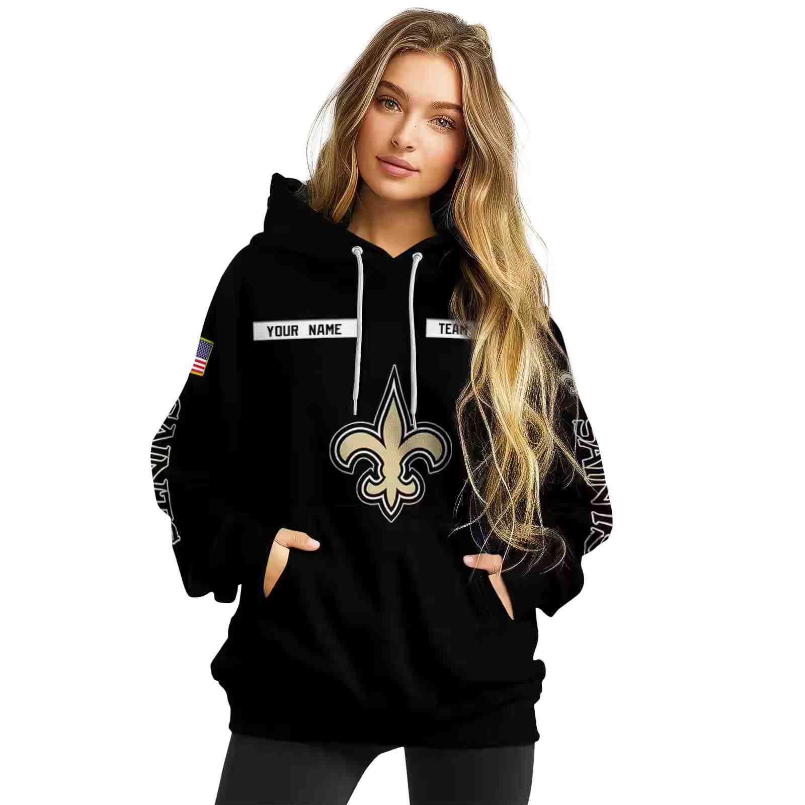 custom new orleans saints punisher skull black hoodie high quality