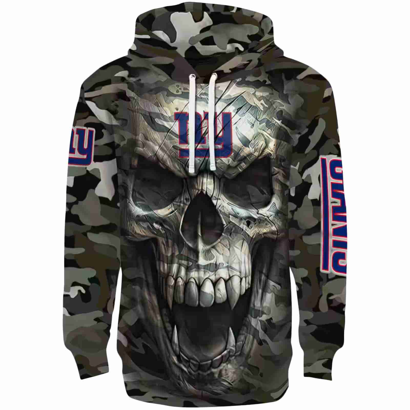 Custom New York Giants Camo Skull Hoodie