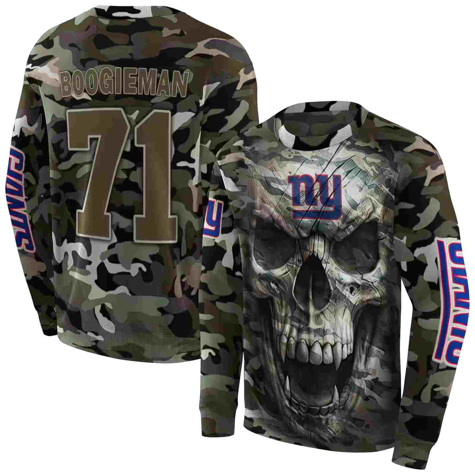 custom new york giants camo skull hoodie premium grade