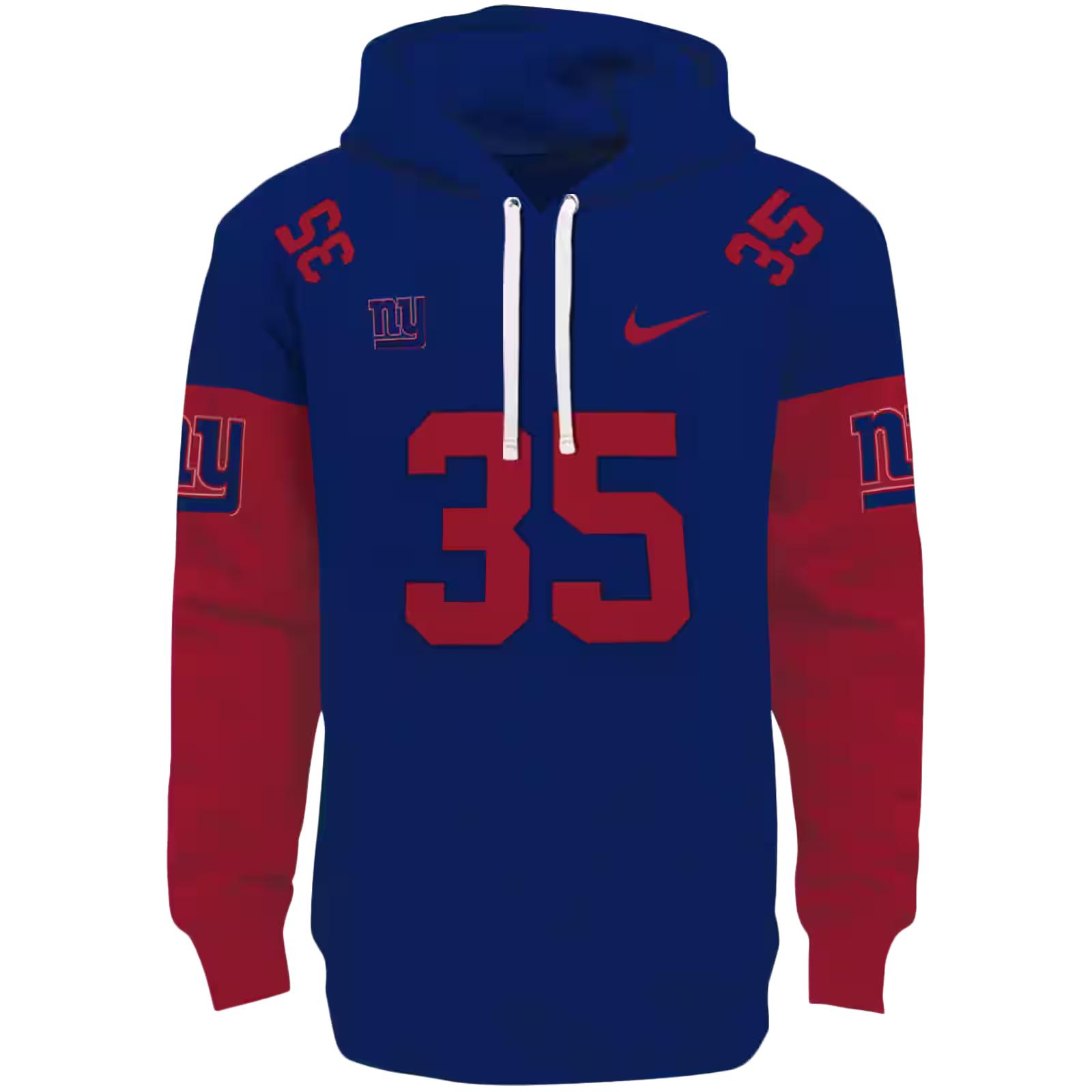 Custom New York Giants Minimal Design Blue Hoodie