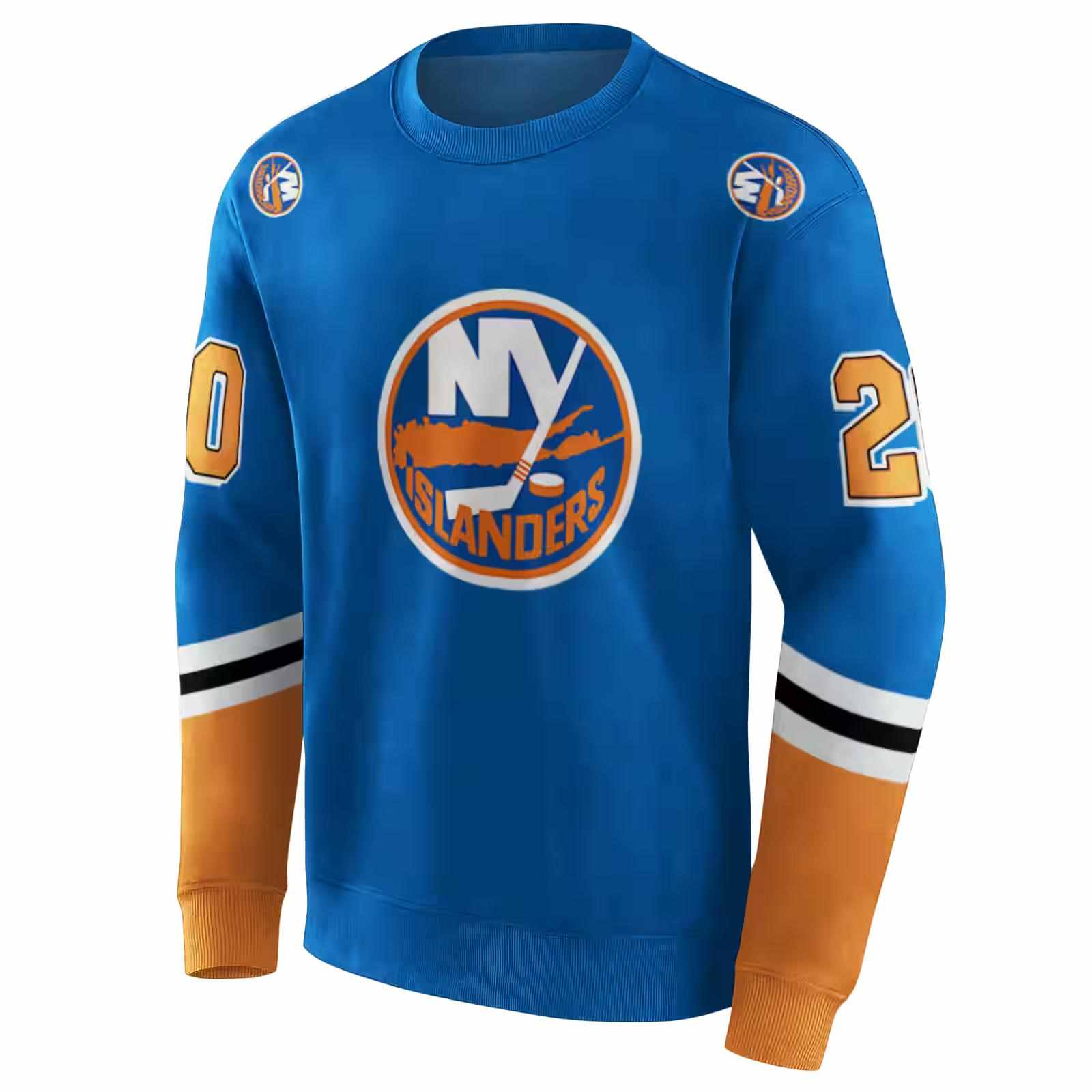 custom new york islanders striped sleeves blue hoodie new arrival