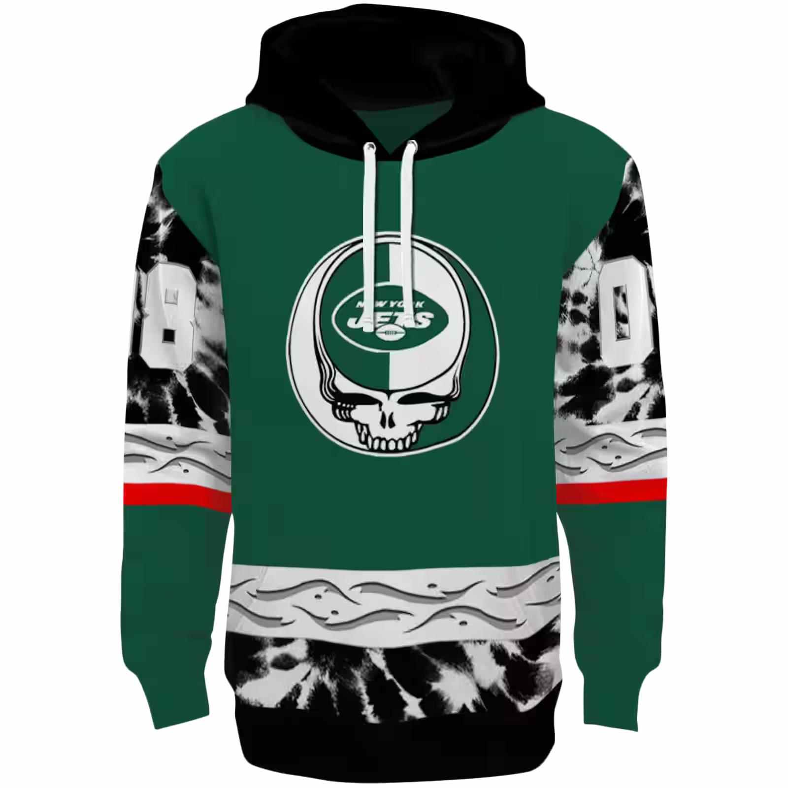 Custom New York Jets Grateful Vibes Green Hoodie