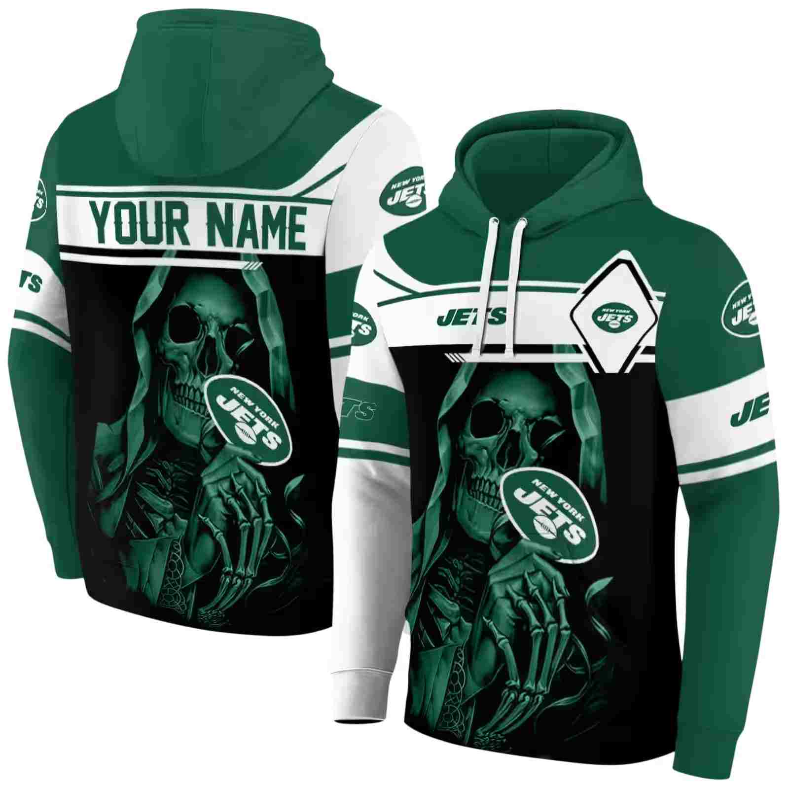 custom new york jets grim reaper green black hoodie fashion forward