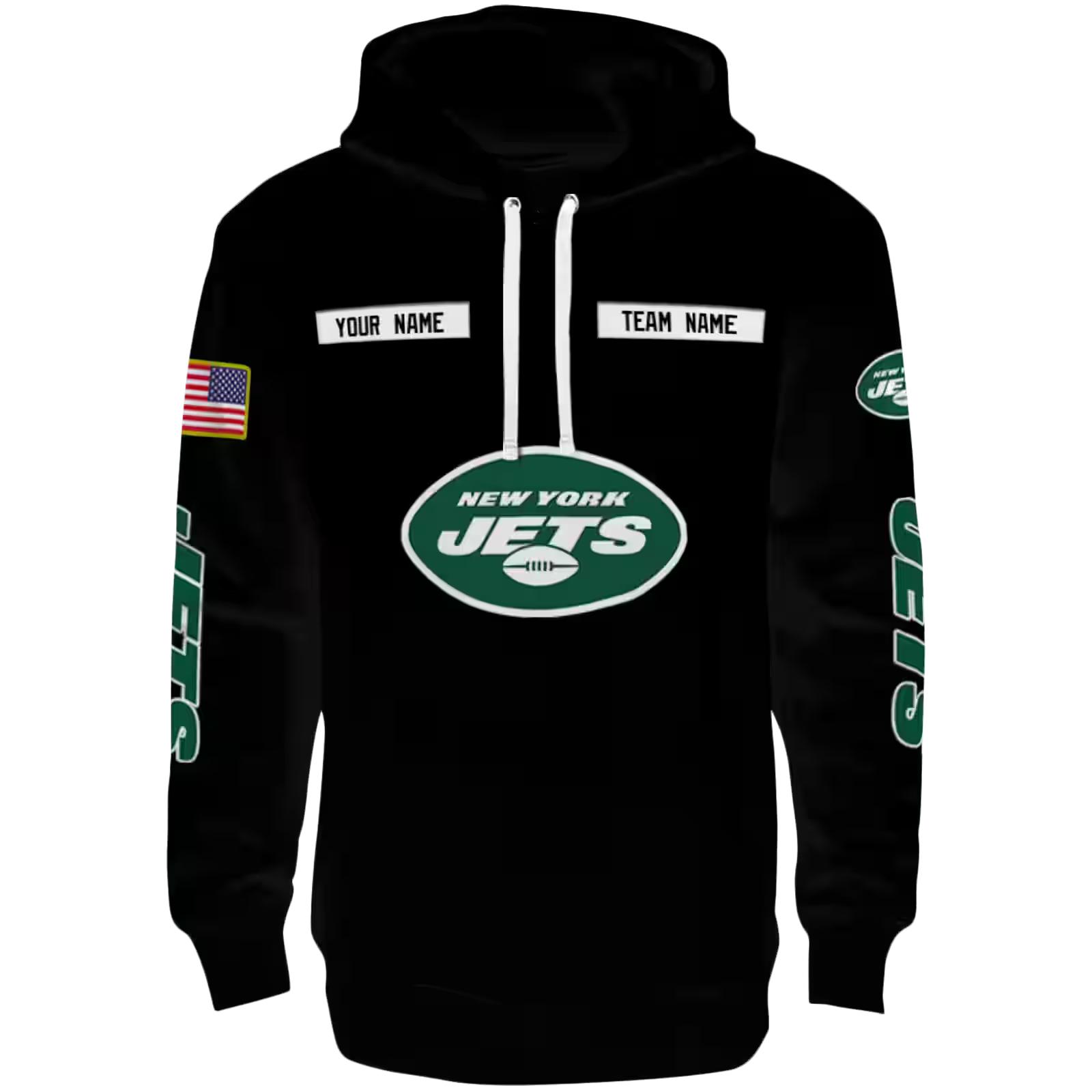 Custom New York Jets Punisher Skull Black Hoodie