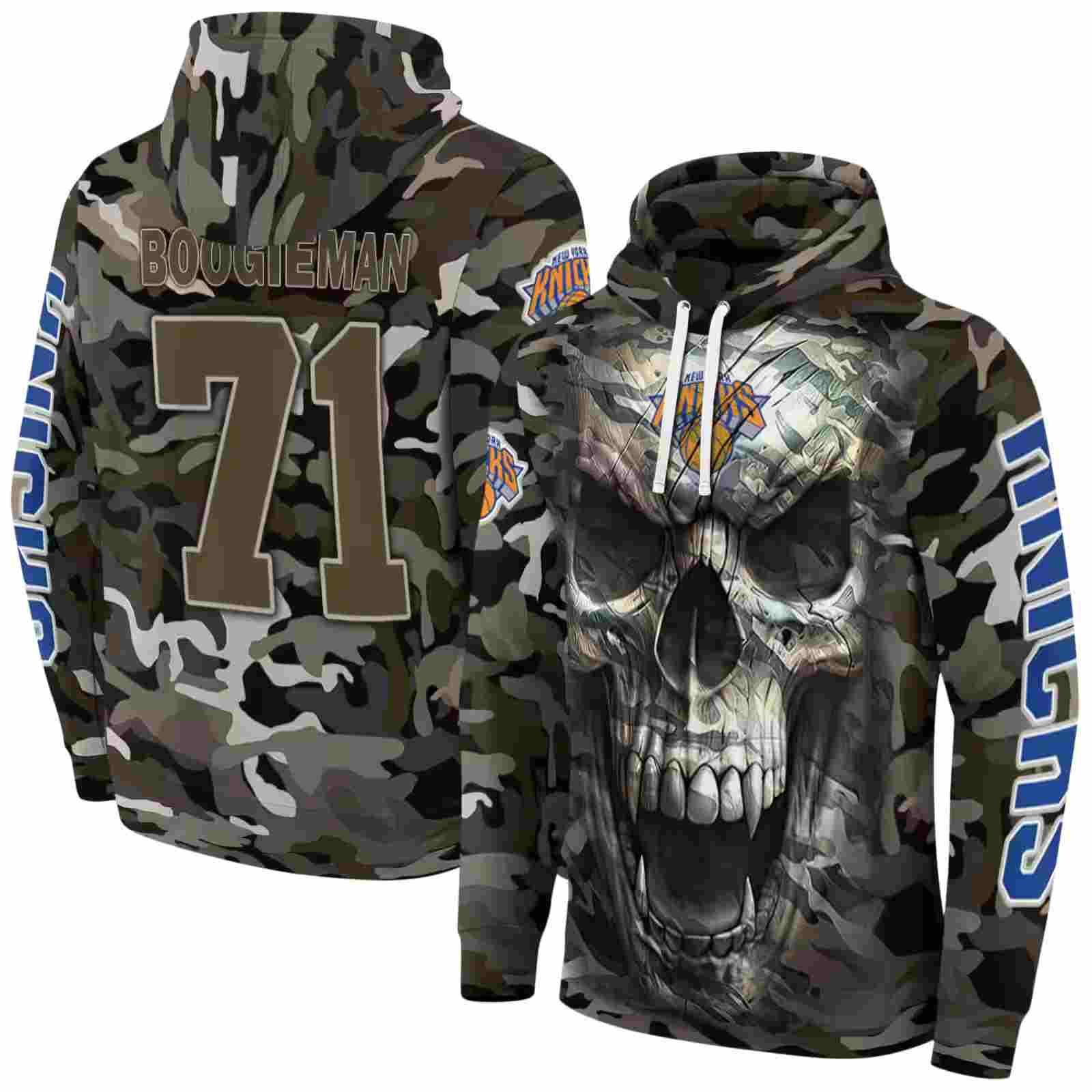 custom new york knicks camo skull hoodie fashion forward