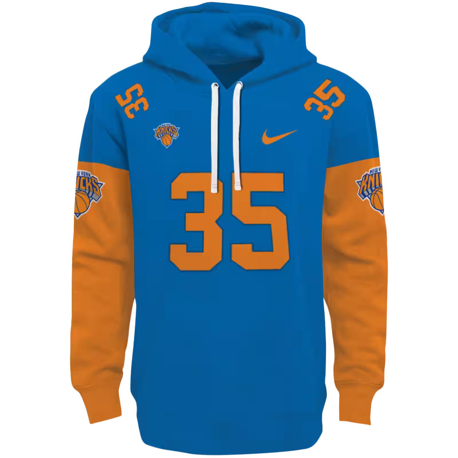 Custom New York Knicks Minimal Design Blue Hoodie