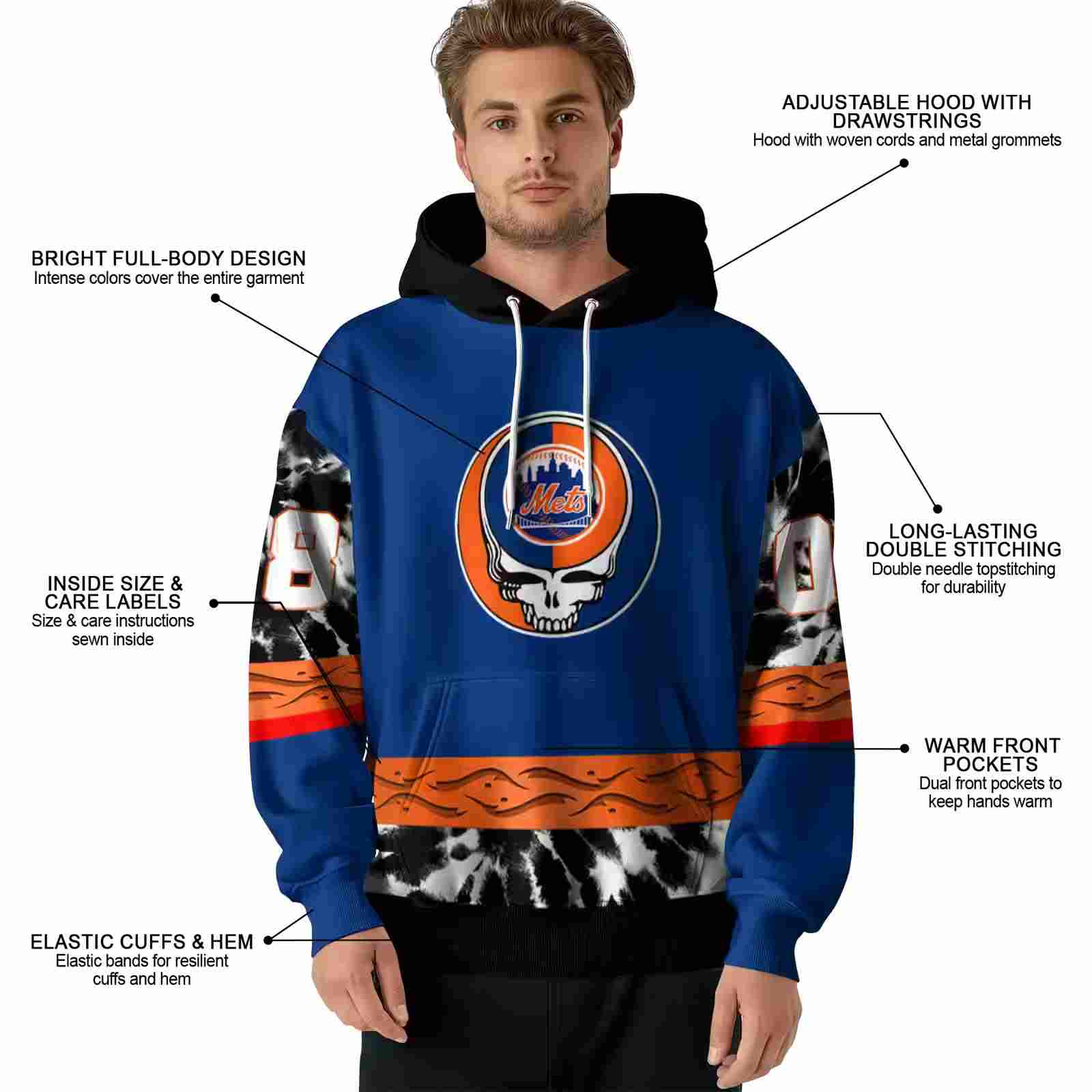 custom new york mets grateful vibes blue hoodie latest model