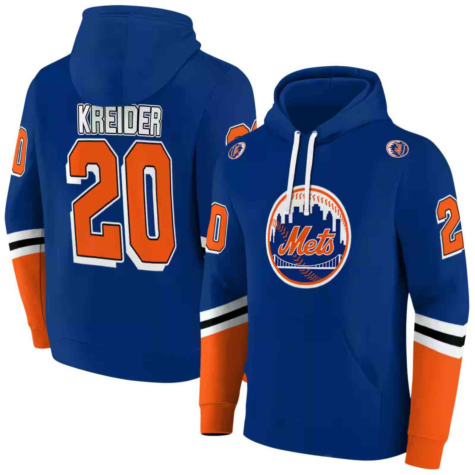 custom new york mets striped sleeves blue hoodie fashion forward