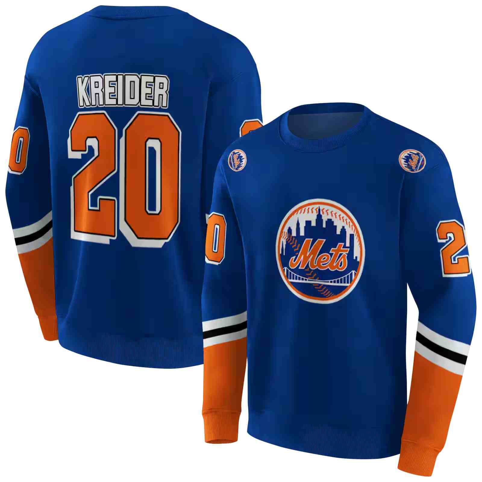 custom new york mets striped sleeves blue hoodie premium grade