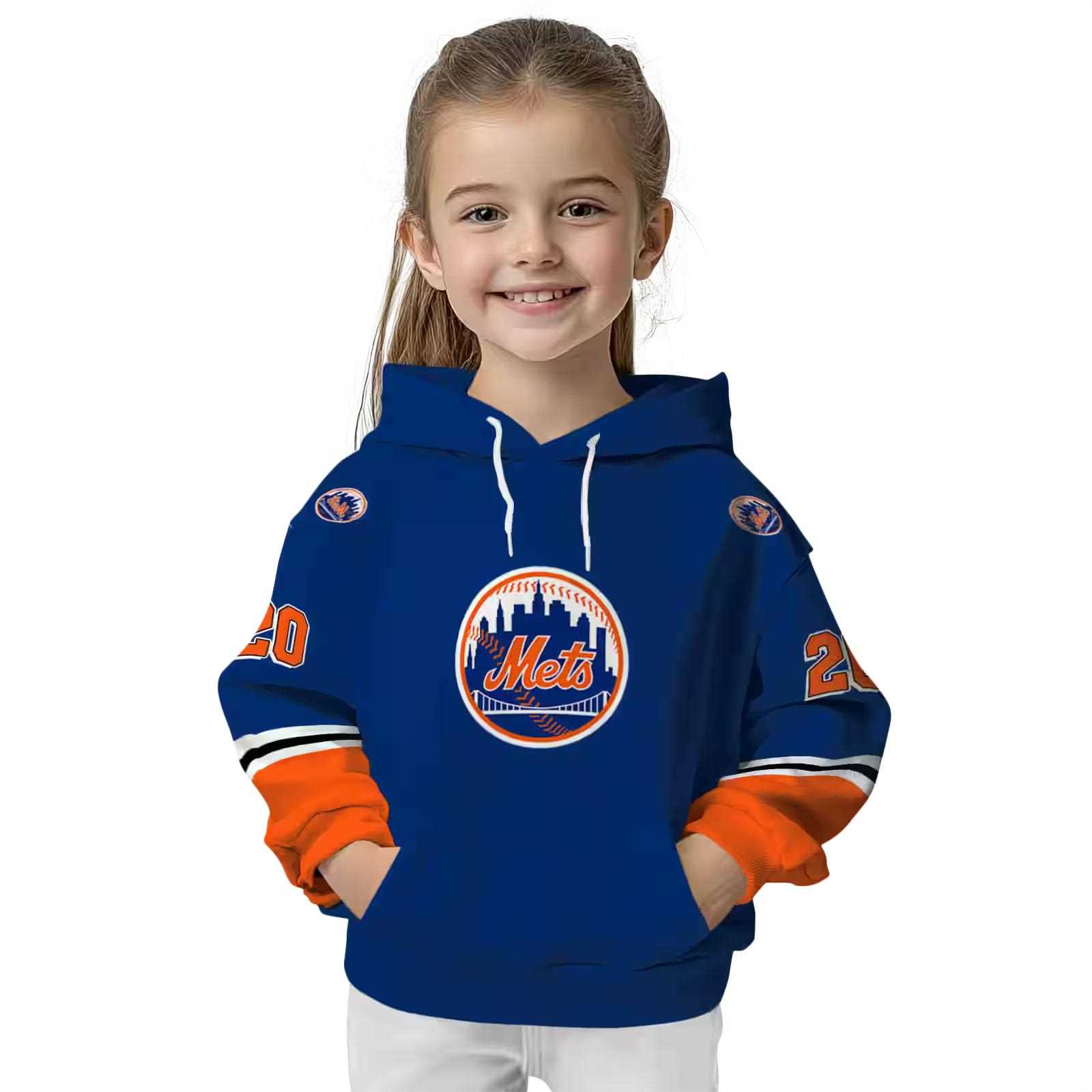 custom new york mets striped sleeves blue hoodie top rated