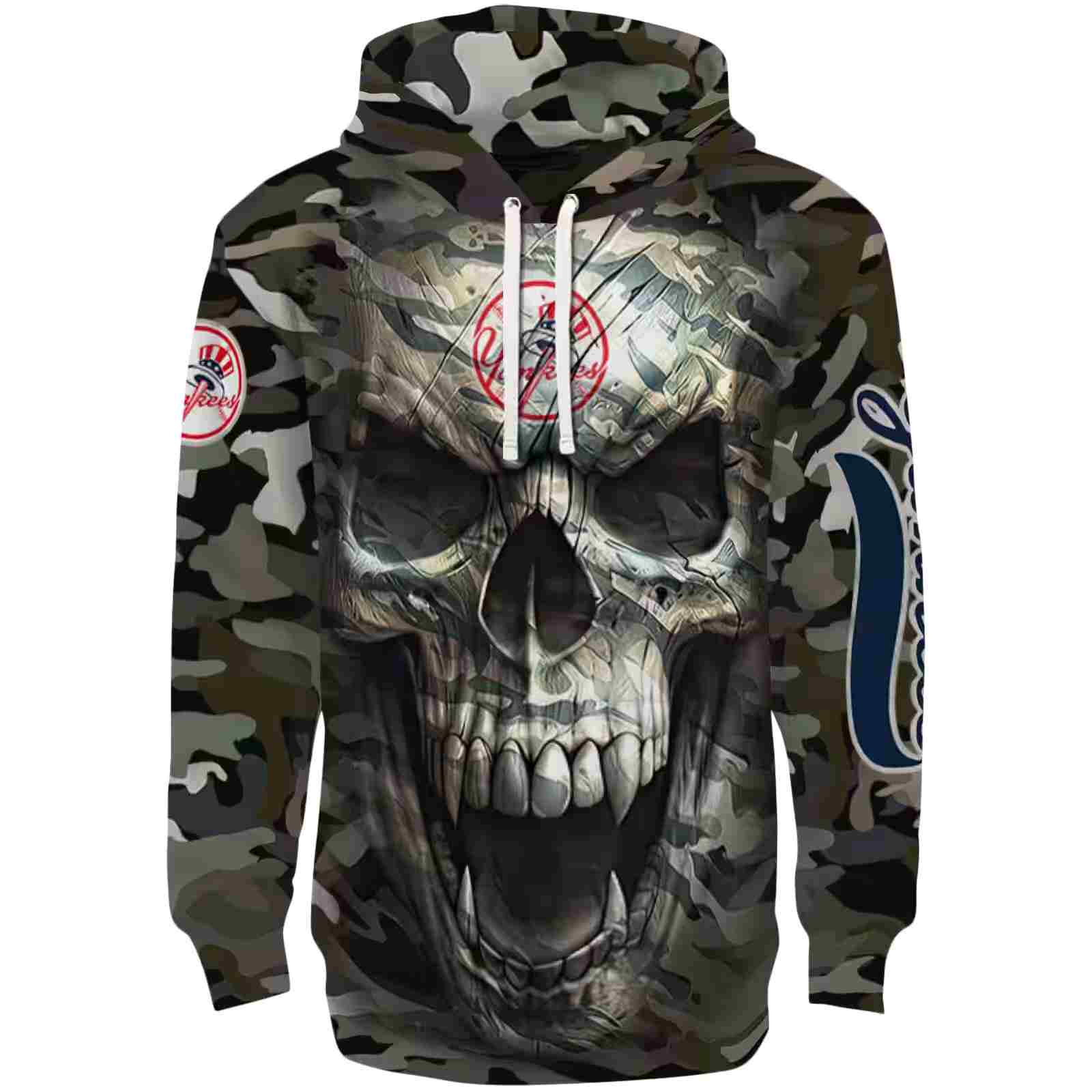 Custom New York Yankees Camo Skull Hoodie