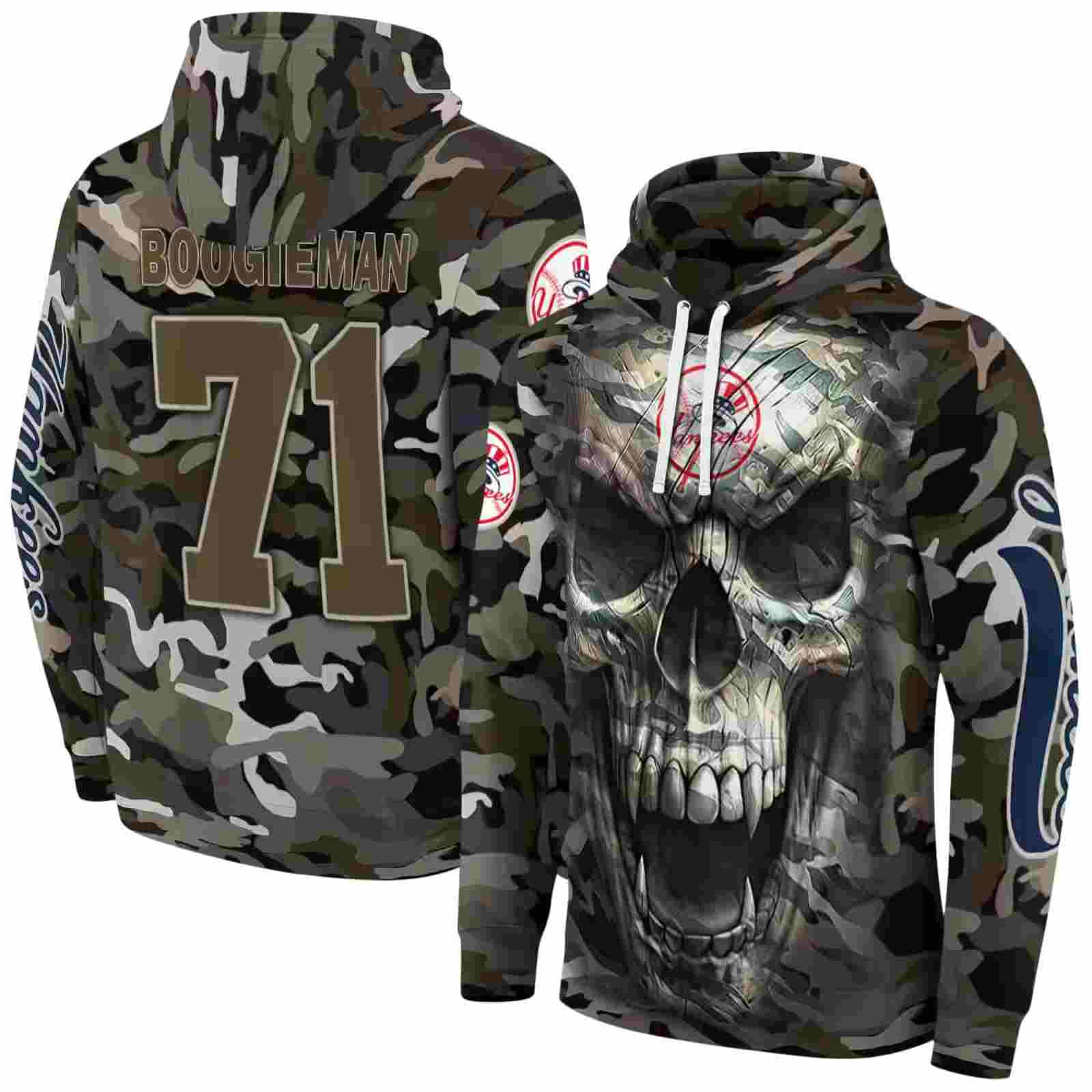 custom new york yankees camo skull hoodie fashion forward