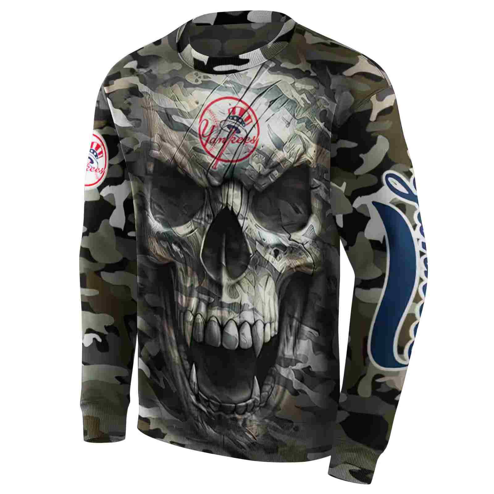 custom new york yankees camo skull hoodie new arrival