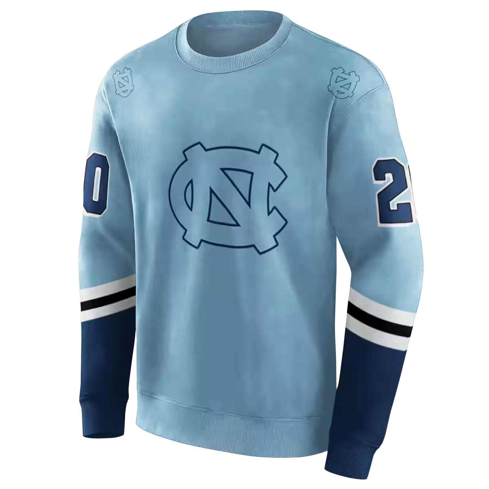 custom north carolina tar heels striped sleeves light blue hoodie new arrival