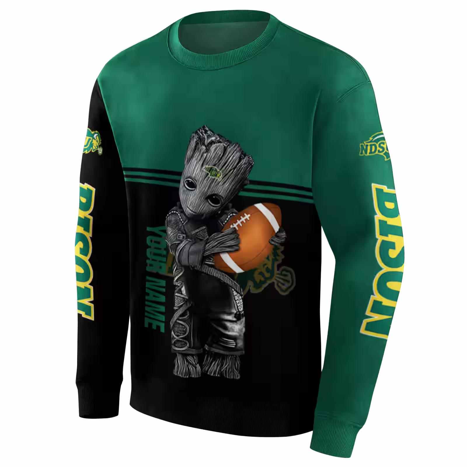 custom north dakota state bison baby groot green black hoodie new arrival