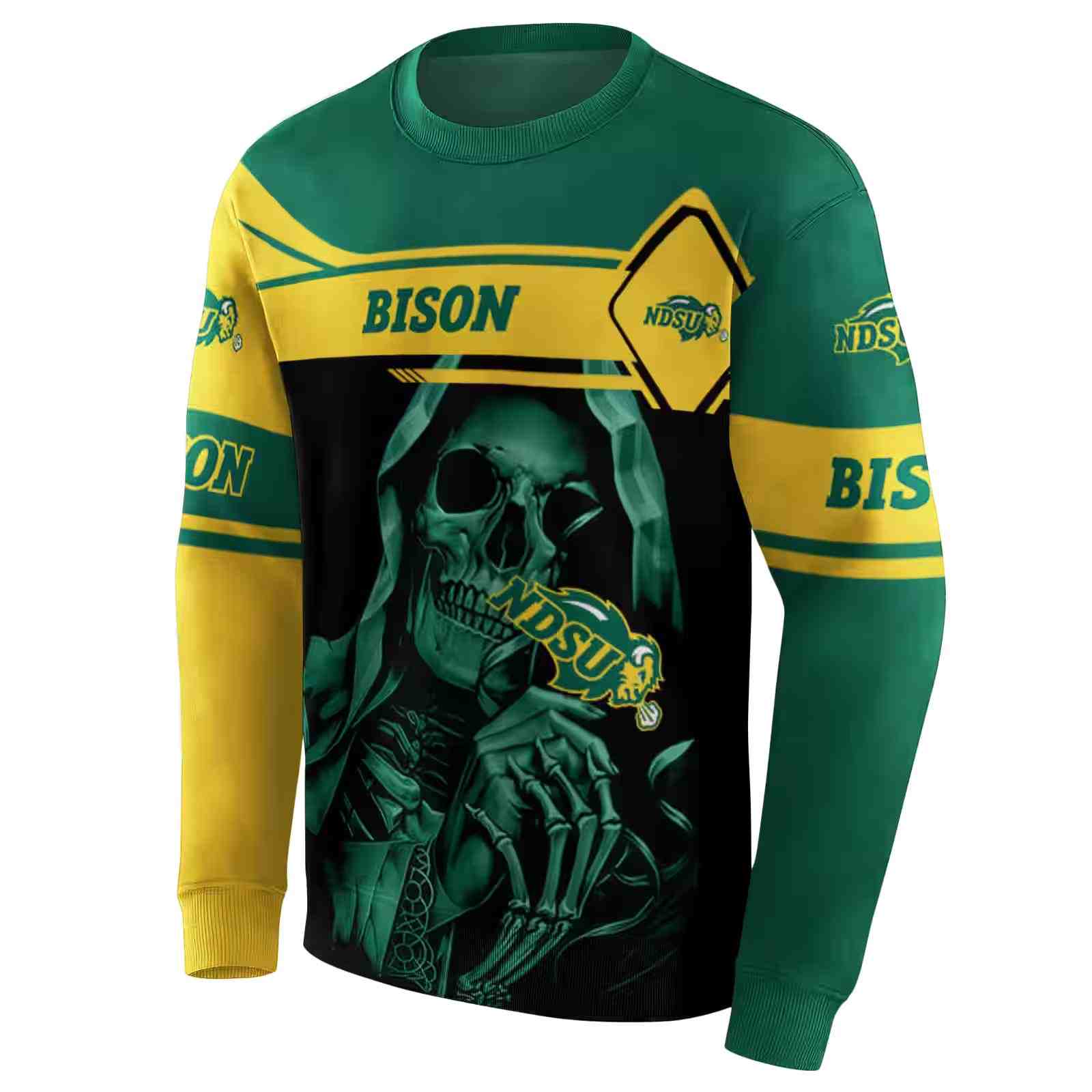 custom north dakota state bison grim reaper green black hoodie new arrival