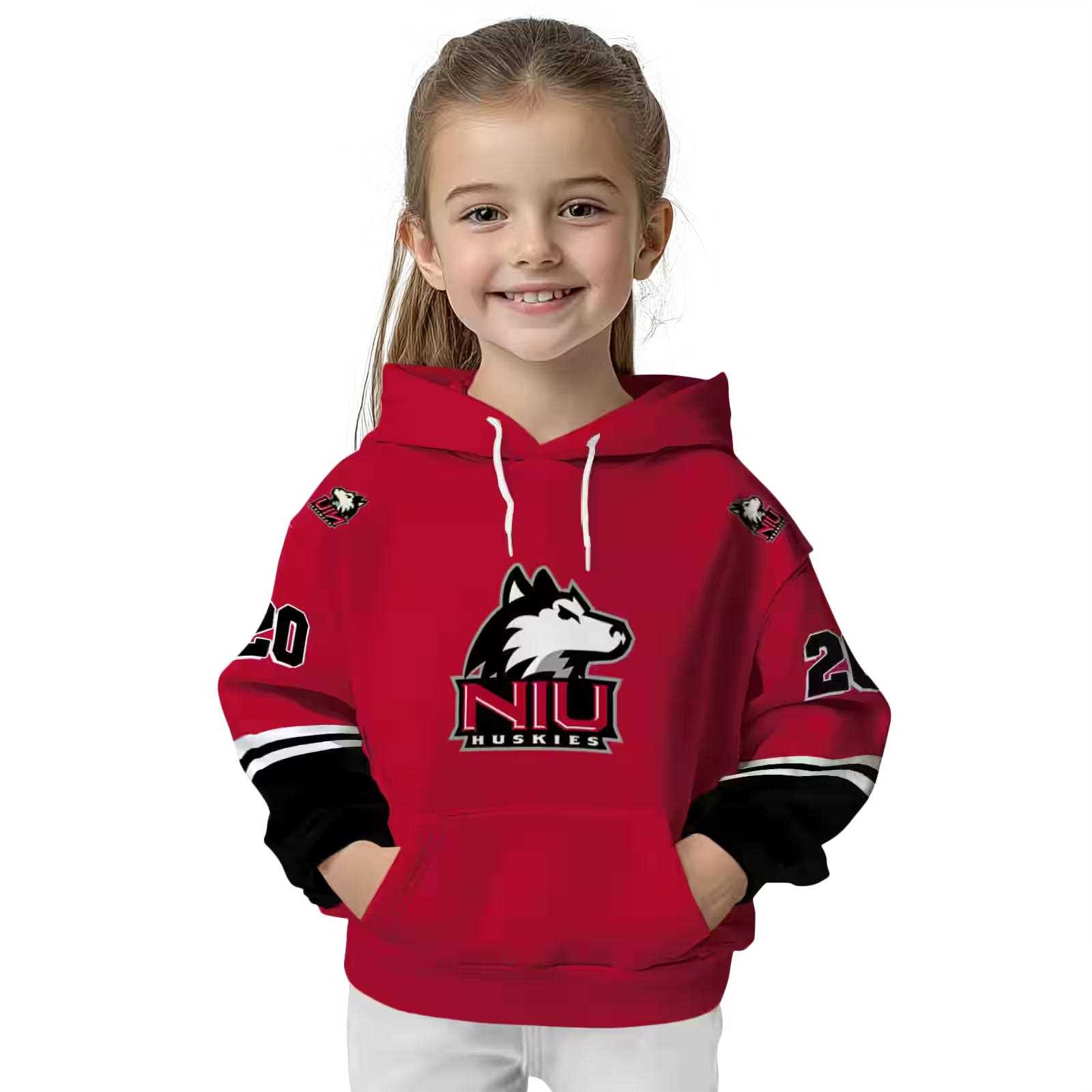 custom northern illinois huskies striped sleeves red hoodie top rated