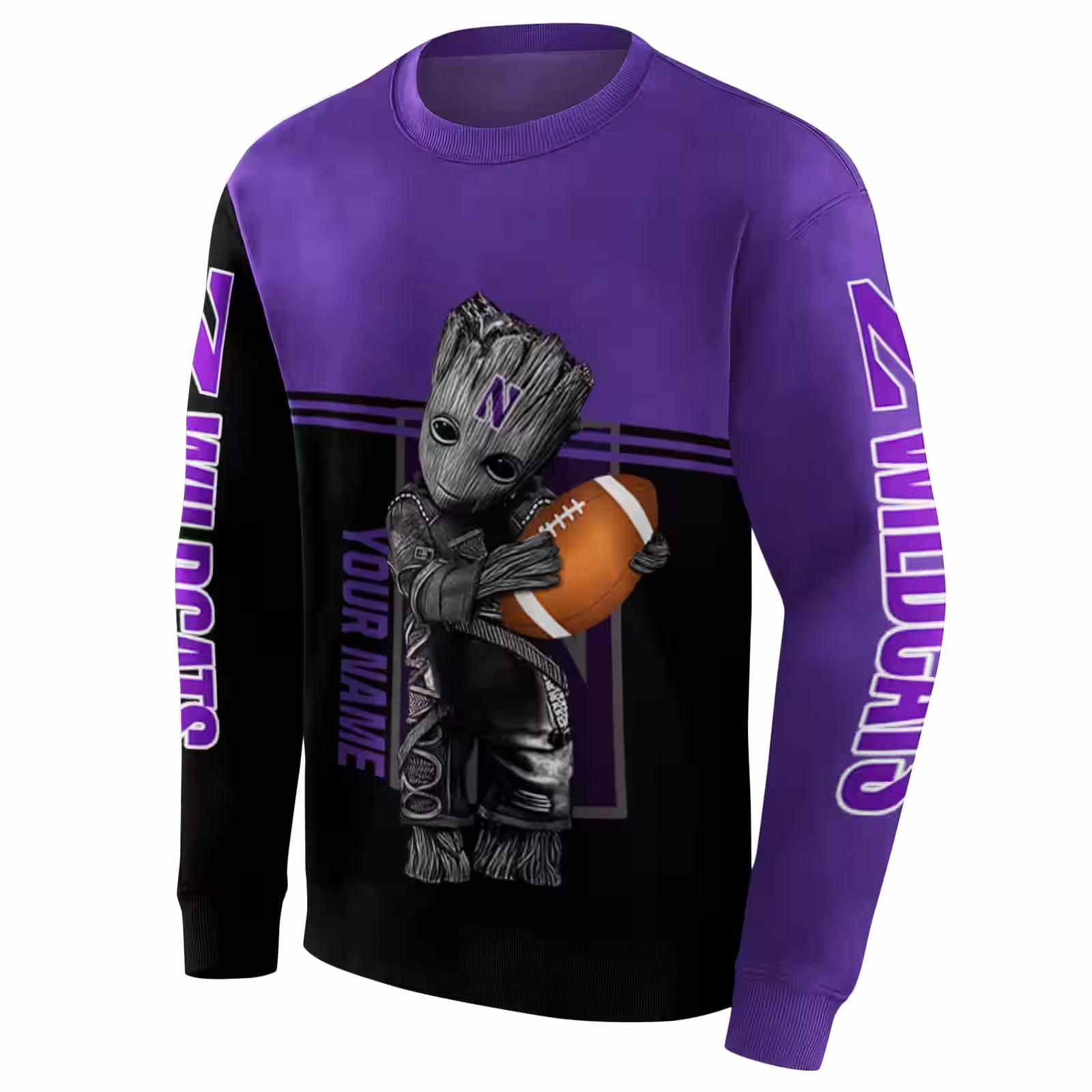 custom northwestern wildcats baby groot purple black hoodie new arrival