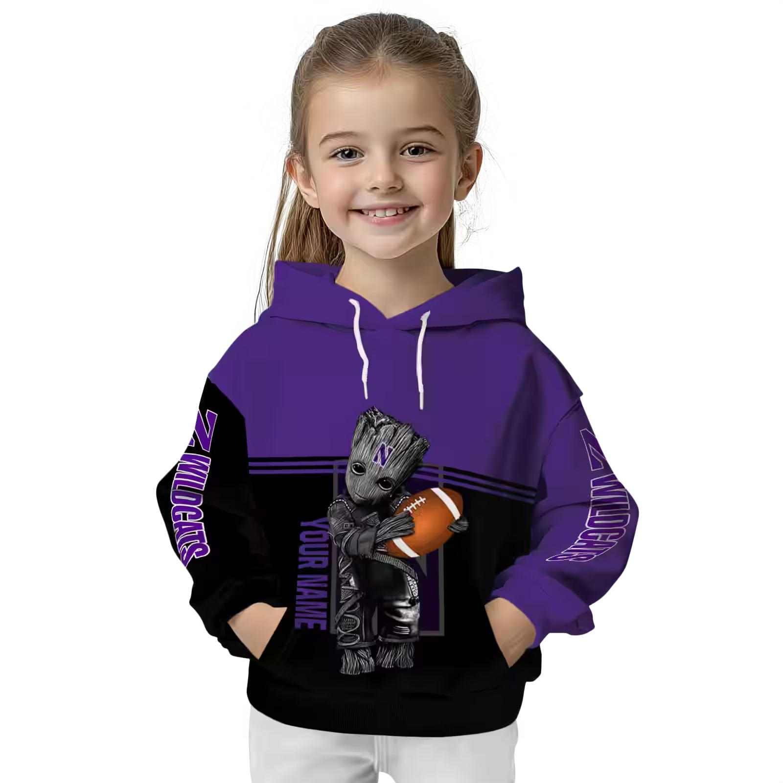 custom northwestern wildcats baby groot purple black hoodie top rated