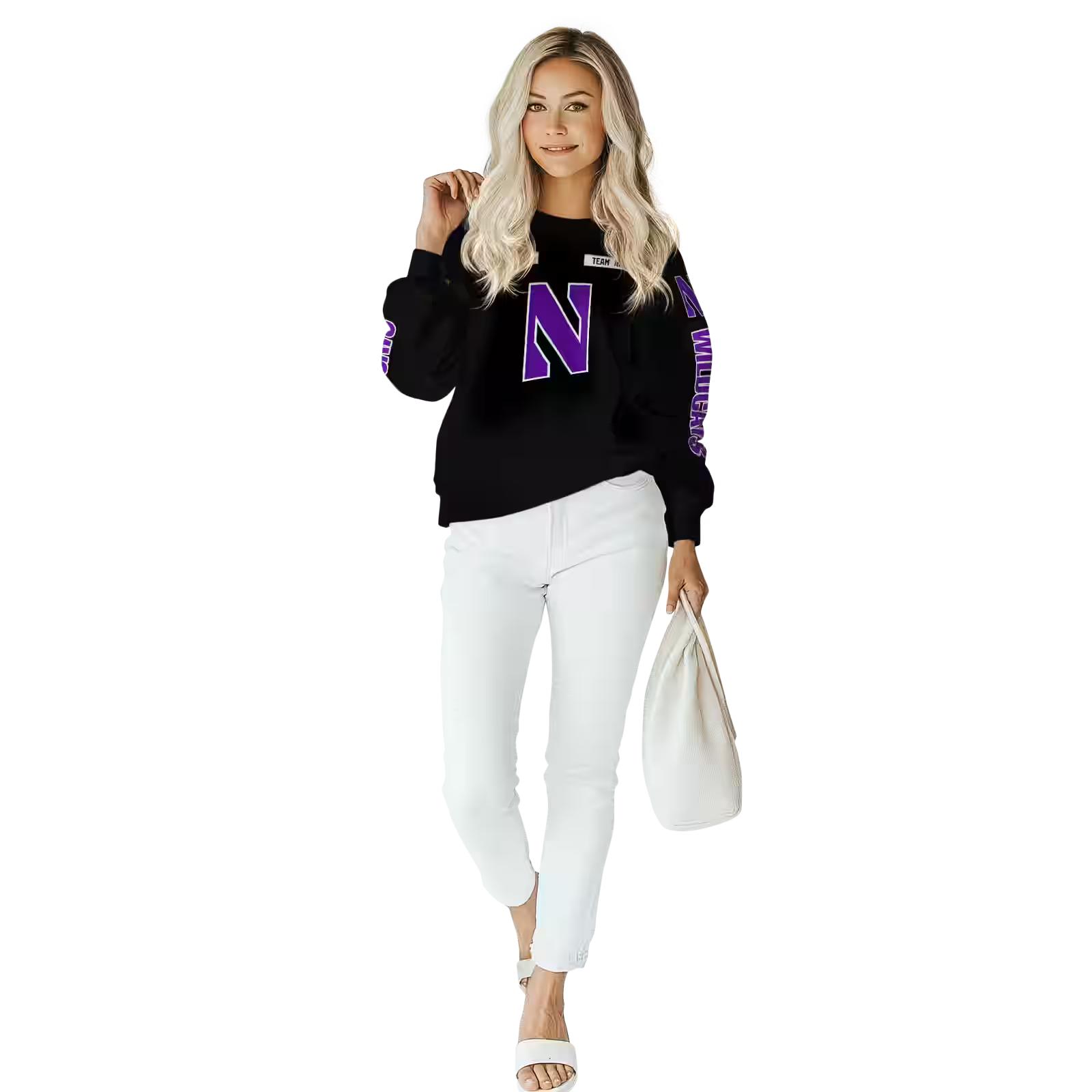 custom northwestern wildcats punisher skull black hoodie trendy