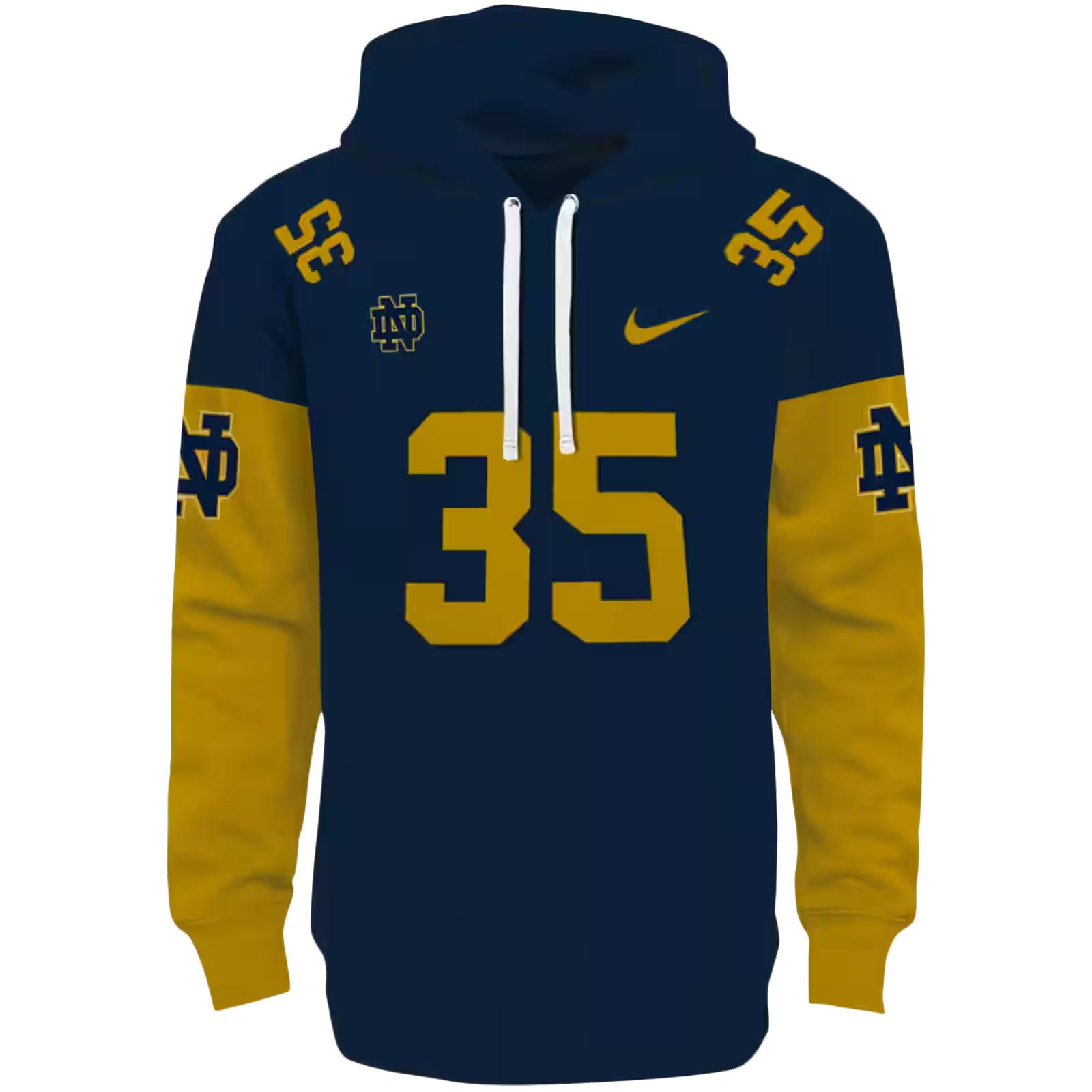 Custom Notre Dame Fighting Irish Minimal Design Navy Hoodie