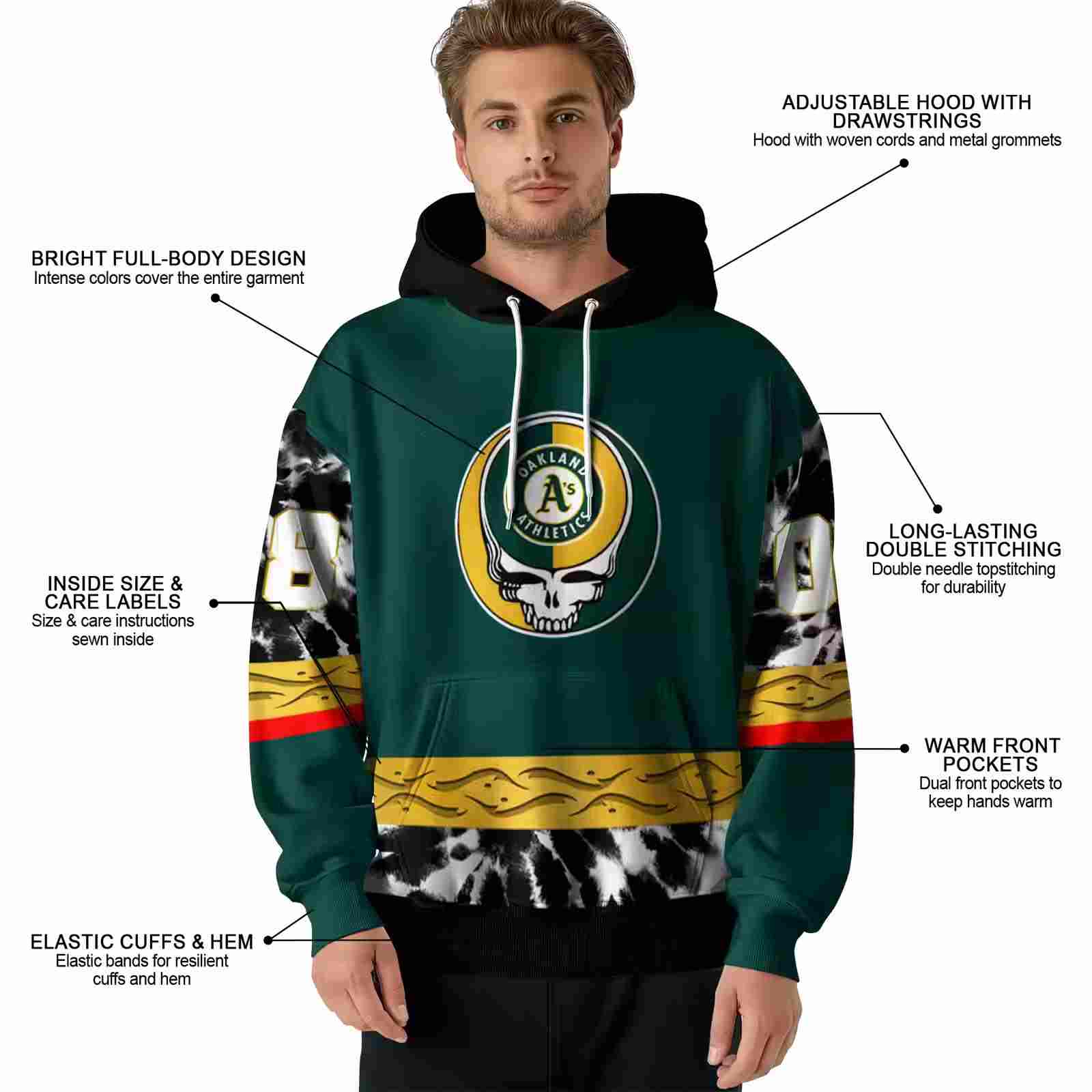 custom oakland athletics grateful vibes green hoodie latest model