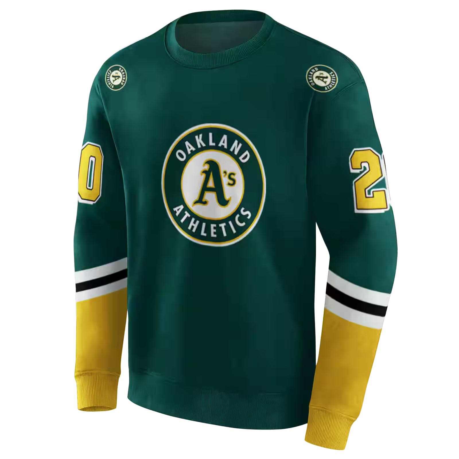 custom oakland athletics striped sleeves green hoodie new arrival