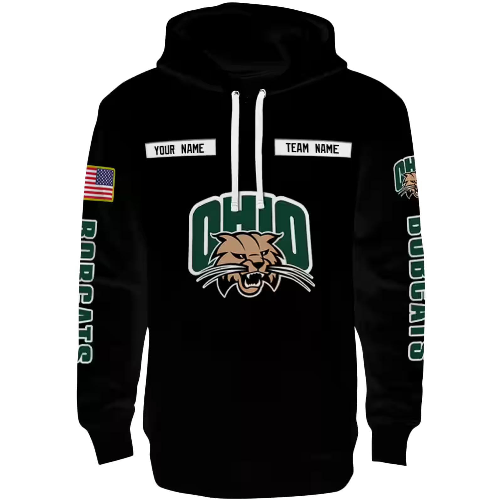 Custom Ohio Bobcats Punisher Skull Black Hoodie