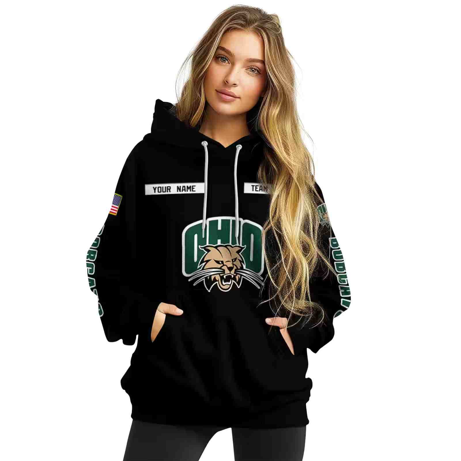 custom ohio bobcats punisher skull black hoodie high quality