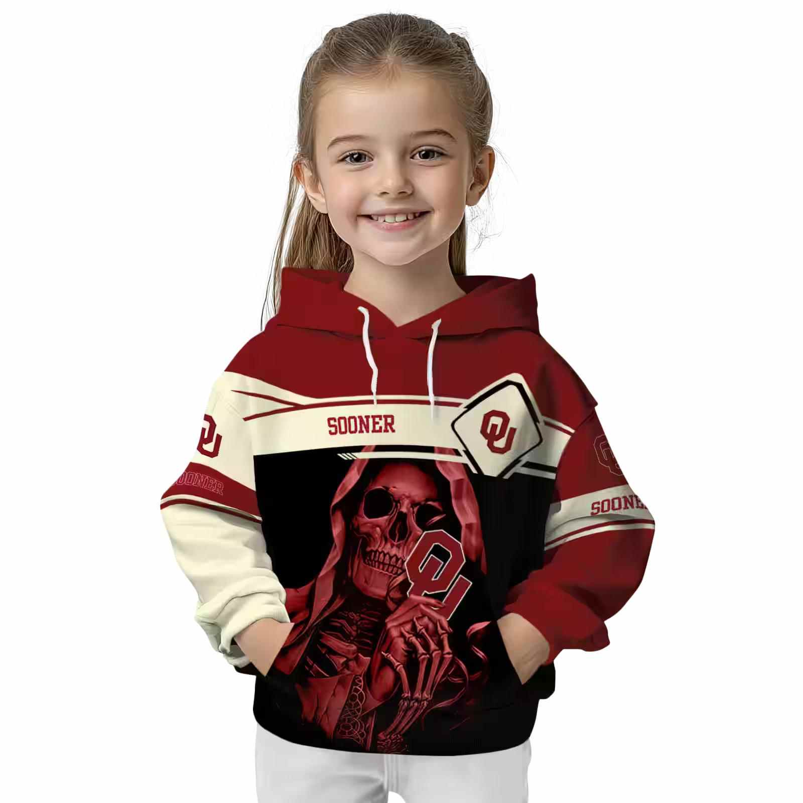 custom oklahoma sooners grim reaper crimson black hoodie top rated