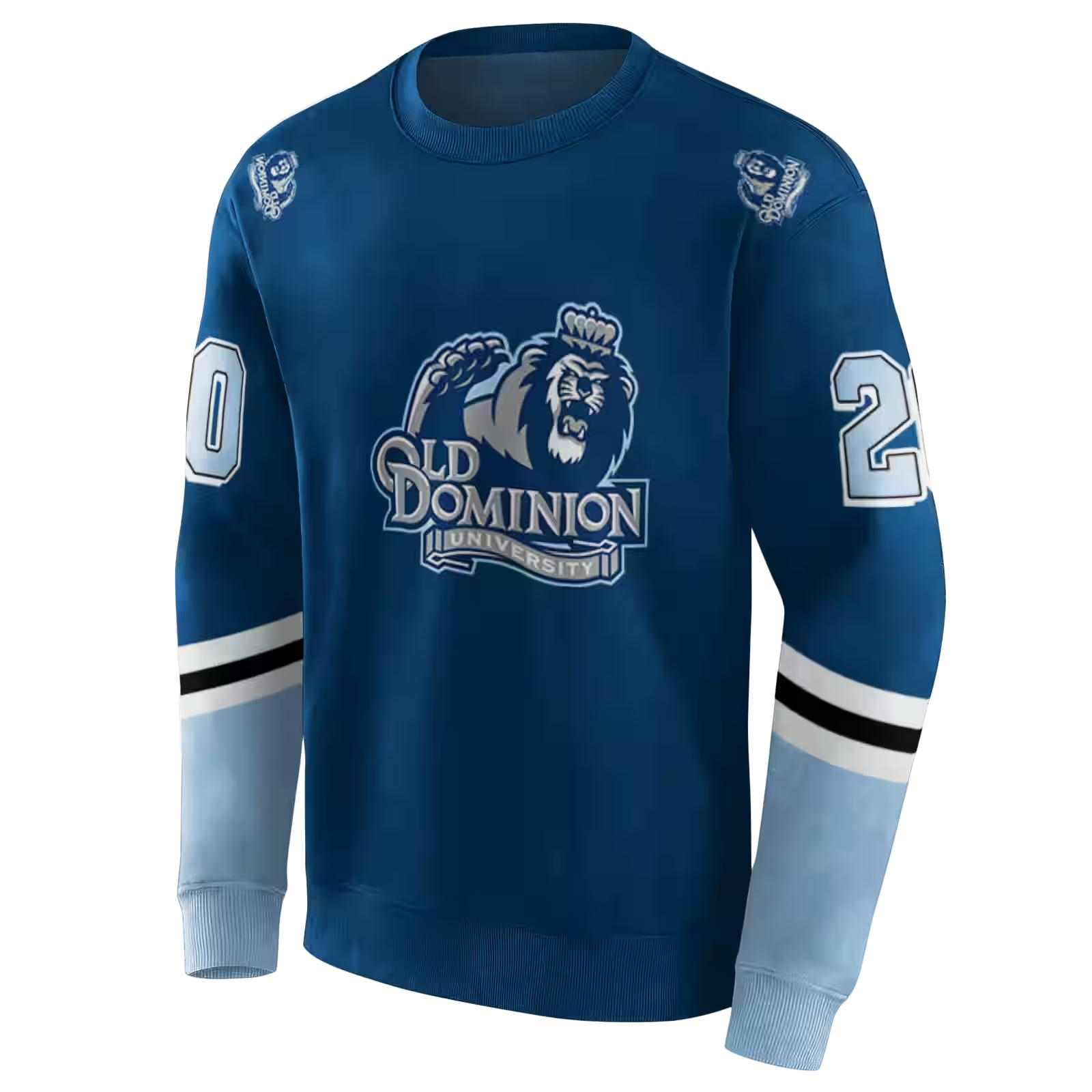 custom old dominion monarchs striped sleeves blue hoodie new arrival