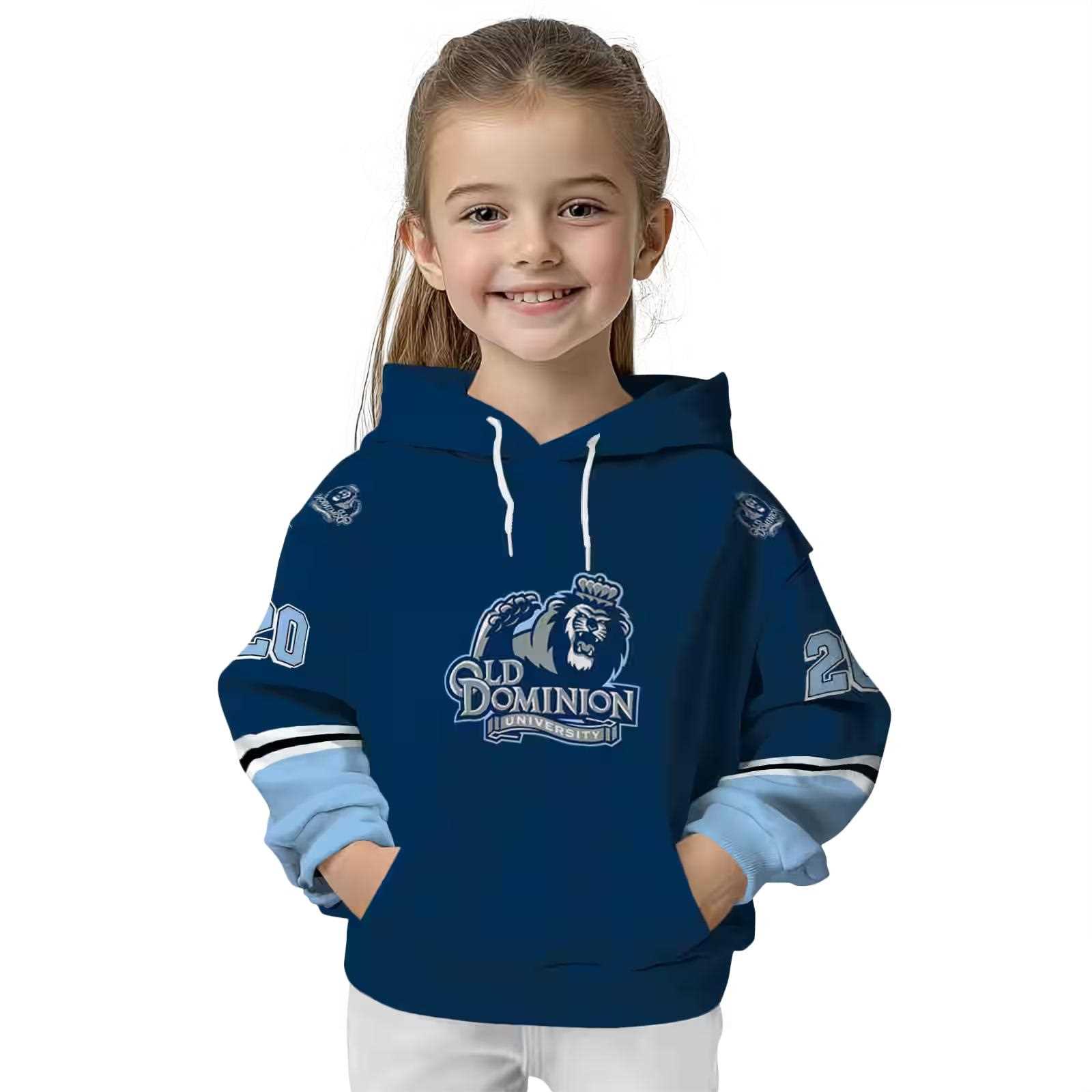 custom old dominion monarchs striped sleeves blue hoodie top rated