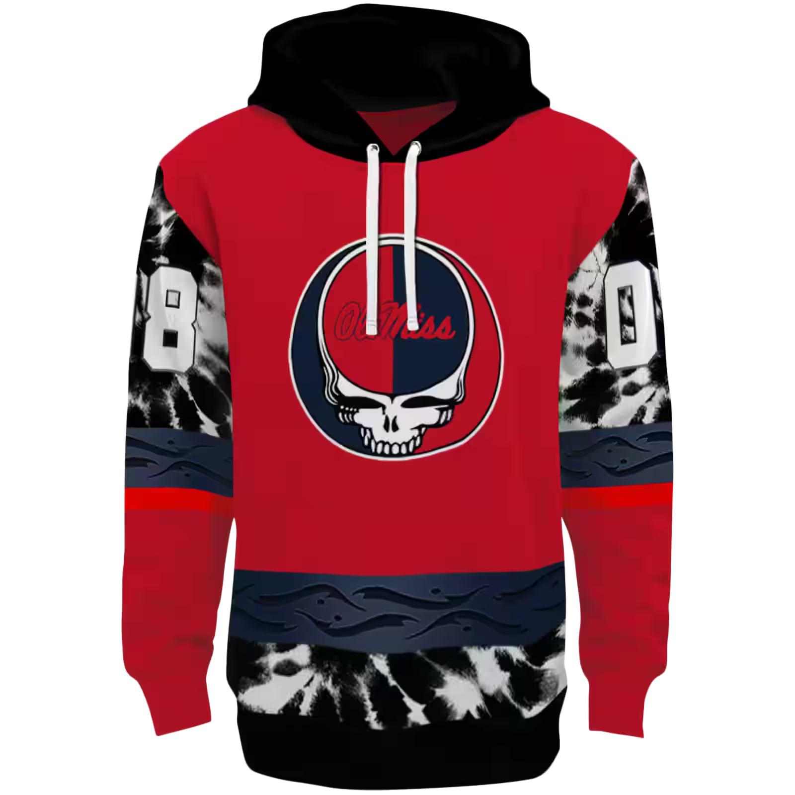 Custom Ole Miss Rebels Grateful Vibes Red Hoodie