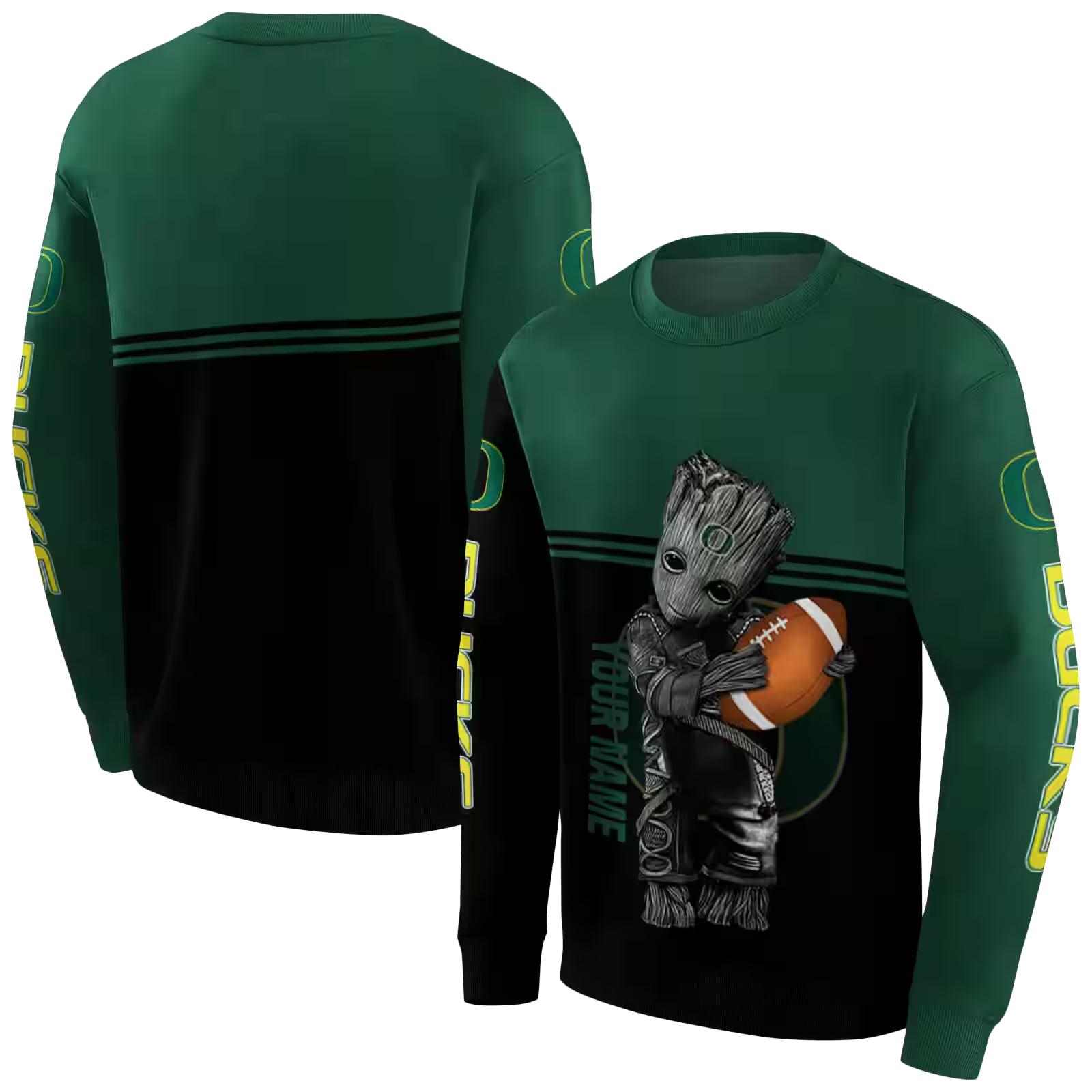 custom oregon ducks baby groot green black hoodie premium grade