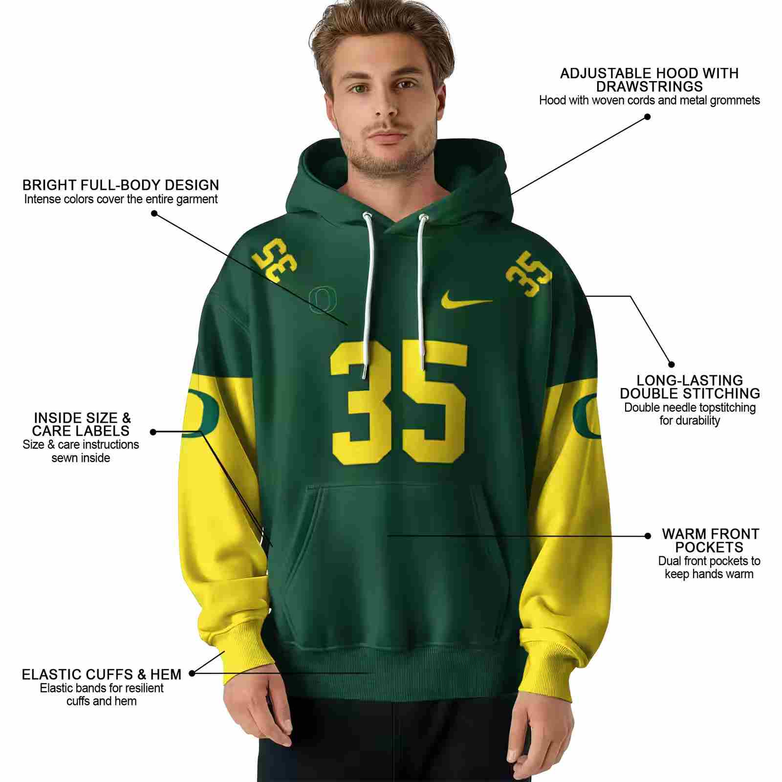 custom oregon ducks minimal design green hoodie latest model