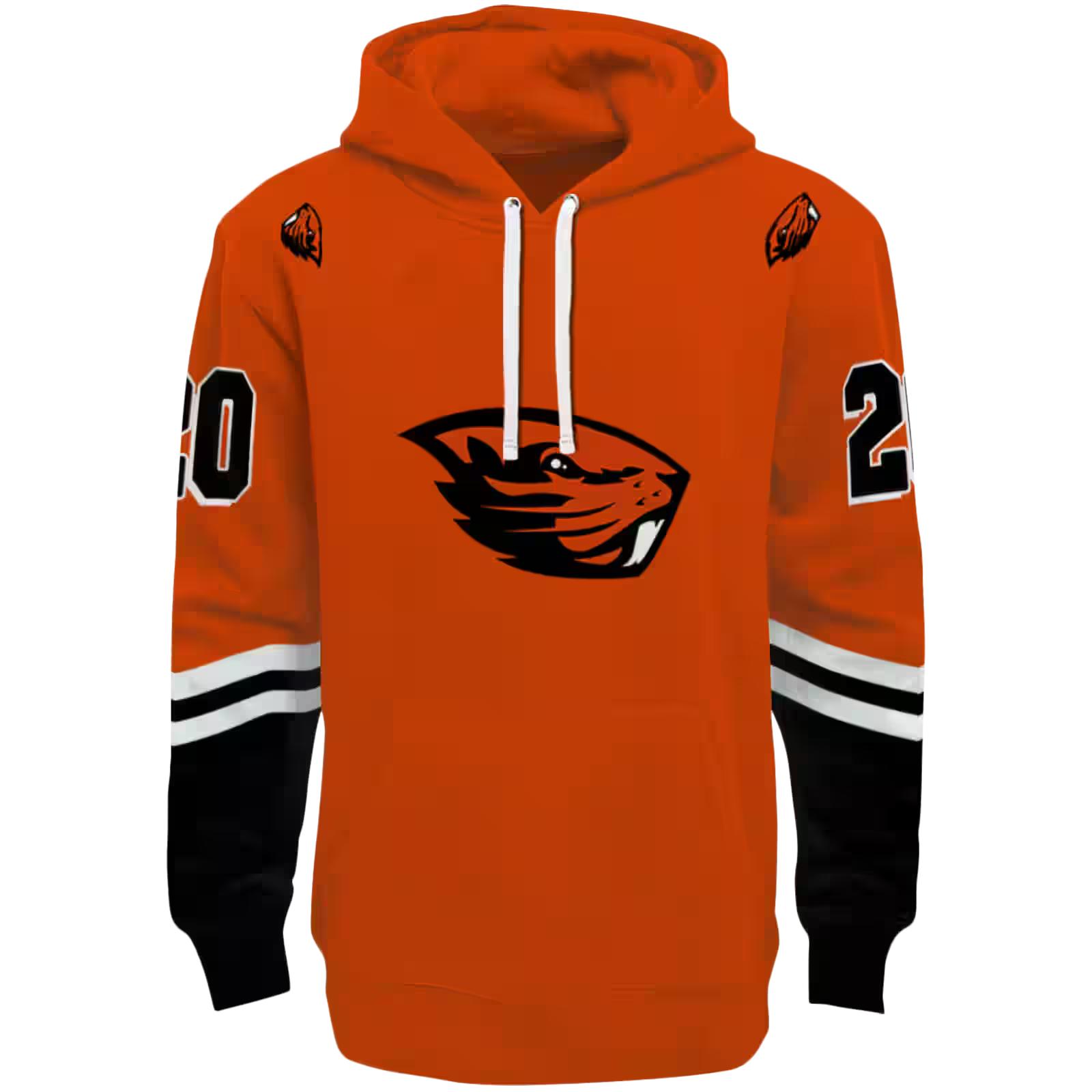 Custom Oregon State Beavers Striped Sleeves Orange Hoodie