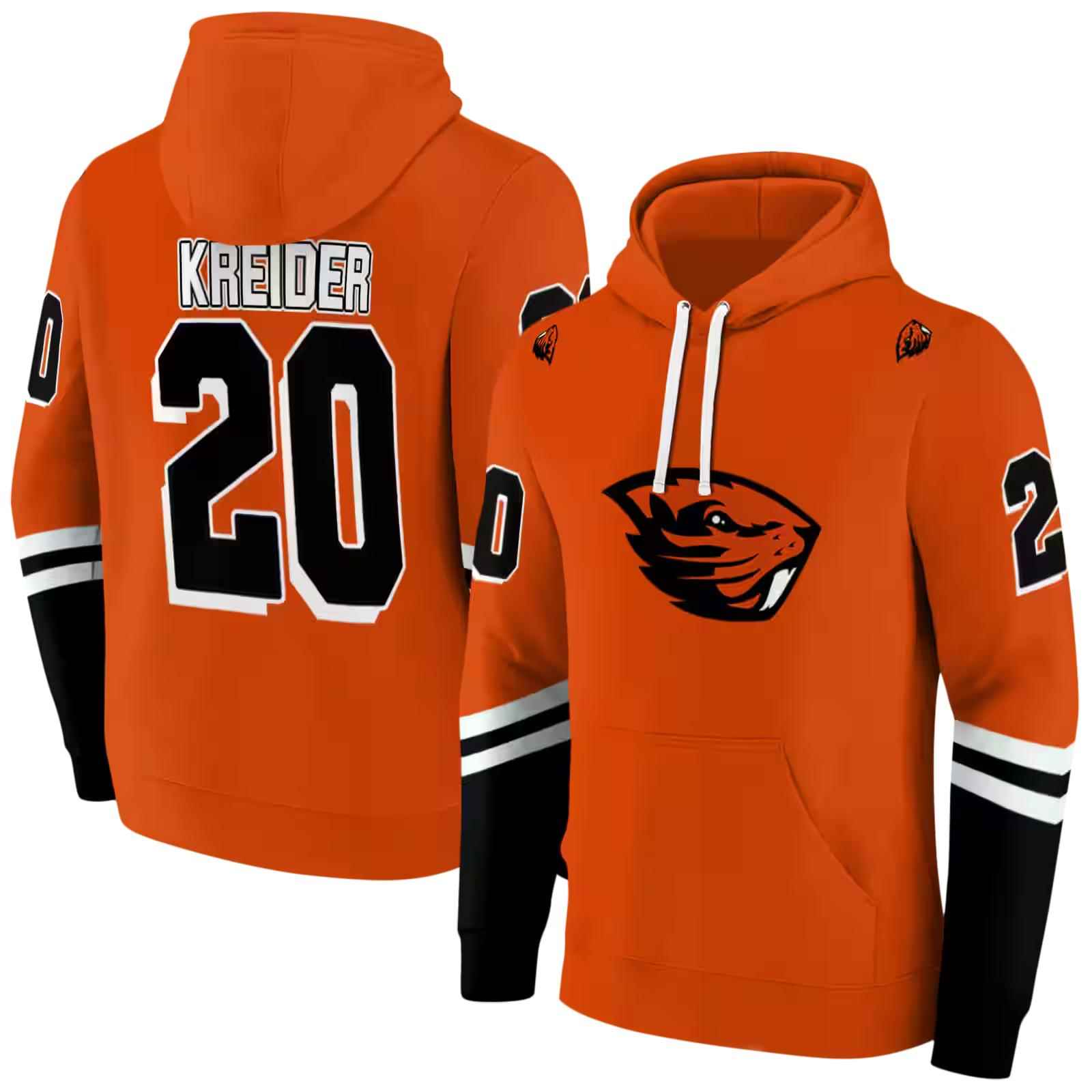 custom oregon state beavers striped sleeves orange hoodie fashion forward