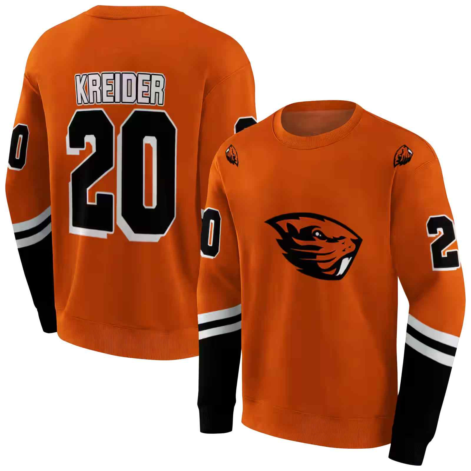 custom oregon state beavers striped sleeves orange hoodie premium grade